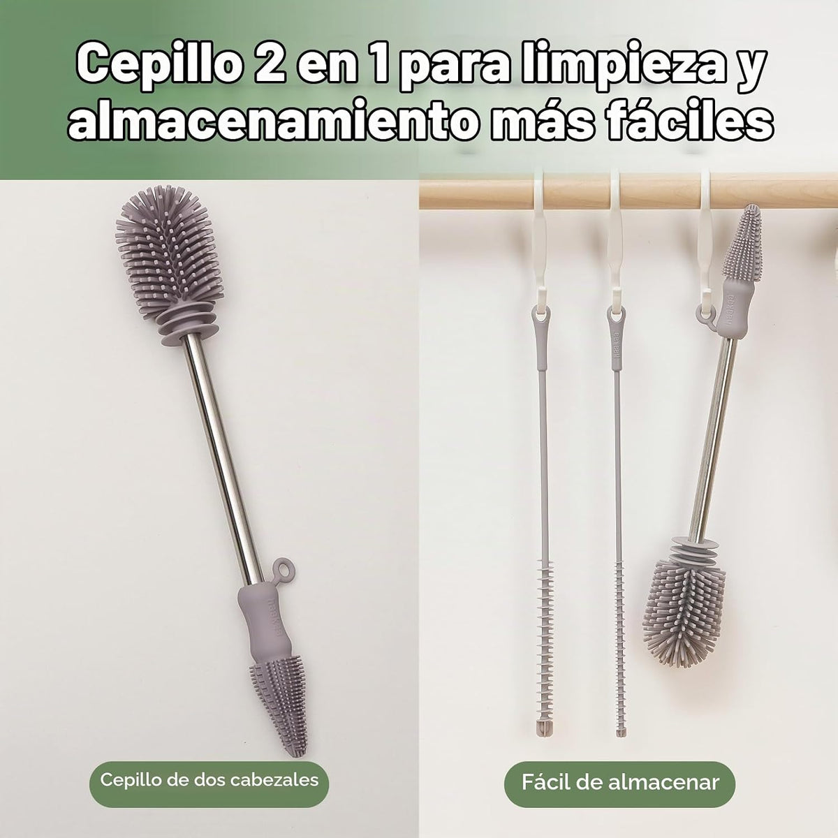 haakaa Kit de cepillos de limpieza de silicona - SUVA Gris - Cepill...
