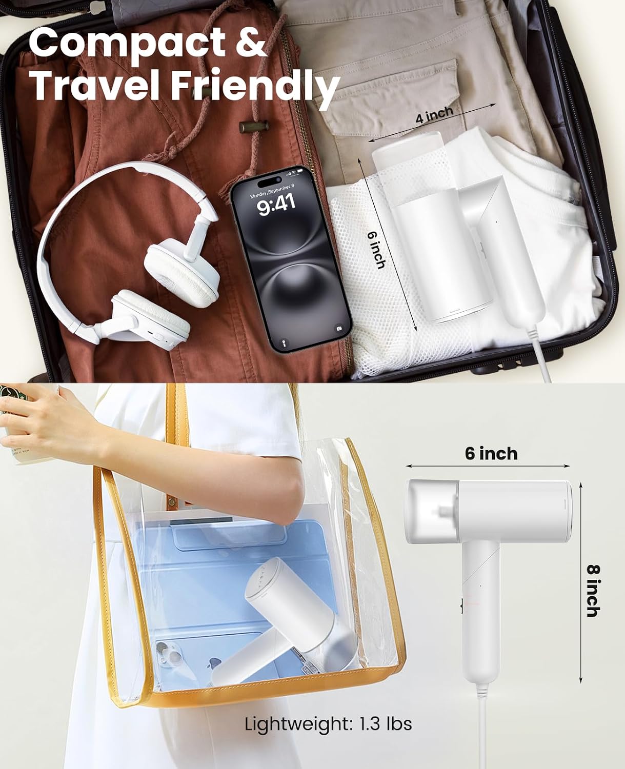 Vaporizador de mano para ropa, vaporizador de viaje plegable de 120...