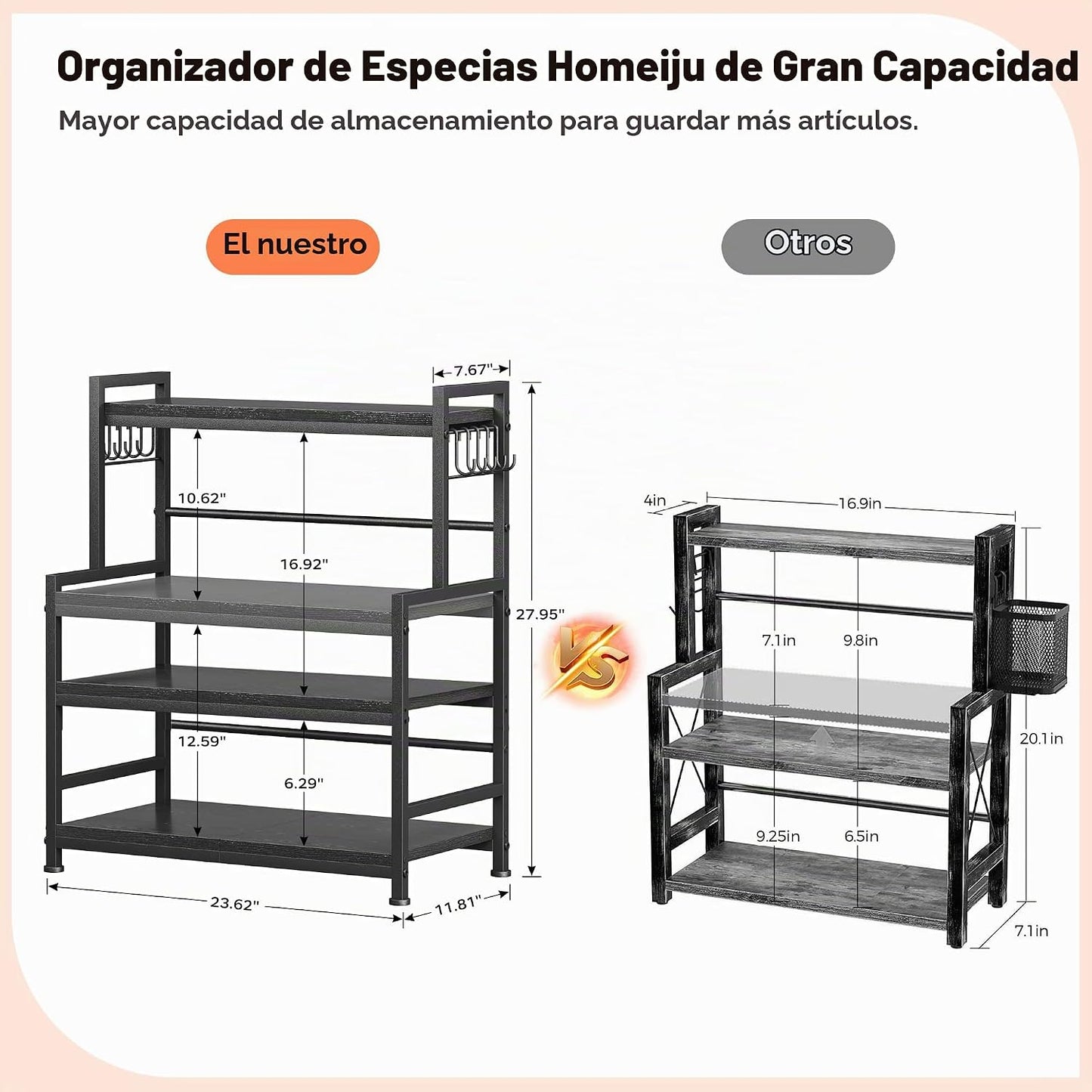 Organizador grande de encimera de cocina de 23.6" de ancho, org...