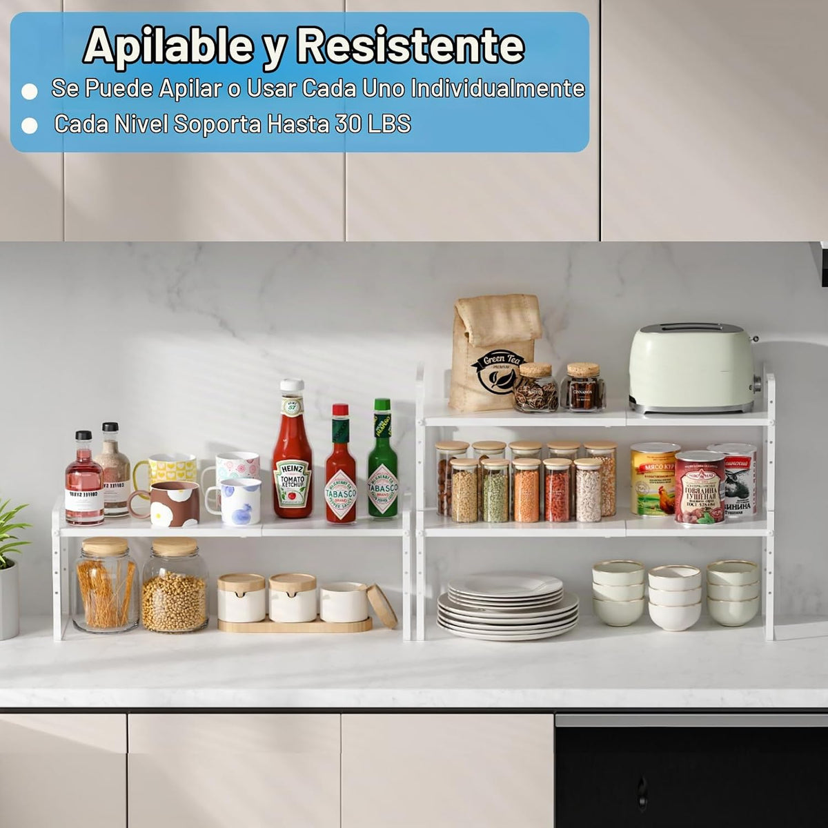 Organizadores de estantes de gabinete de cocina de 15.5 a 25.5 pulg...