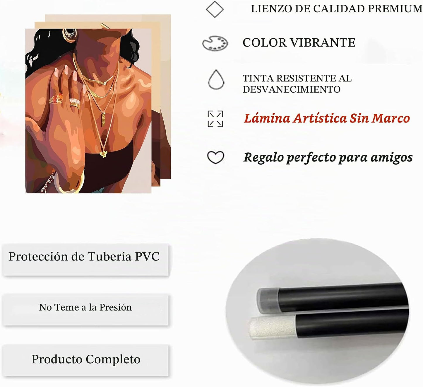 3 piezas de arte de pared de niña negra, mujer afroamericana, lienz...