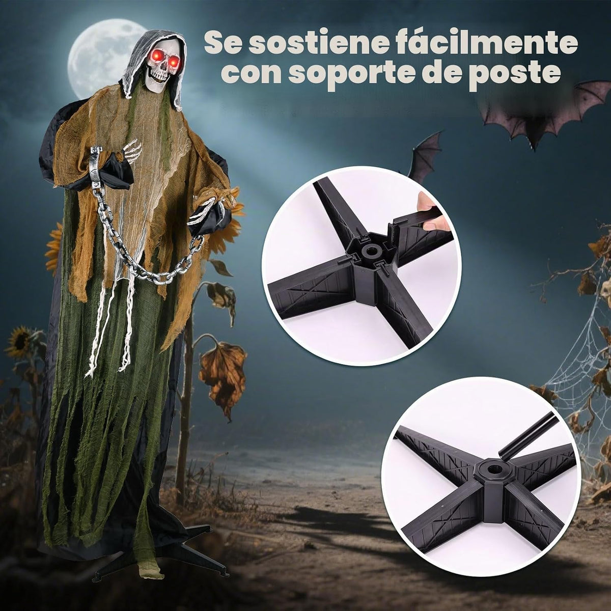 MGparty - Parca animatrónica de Halloween de 74 pulgadas para decor...