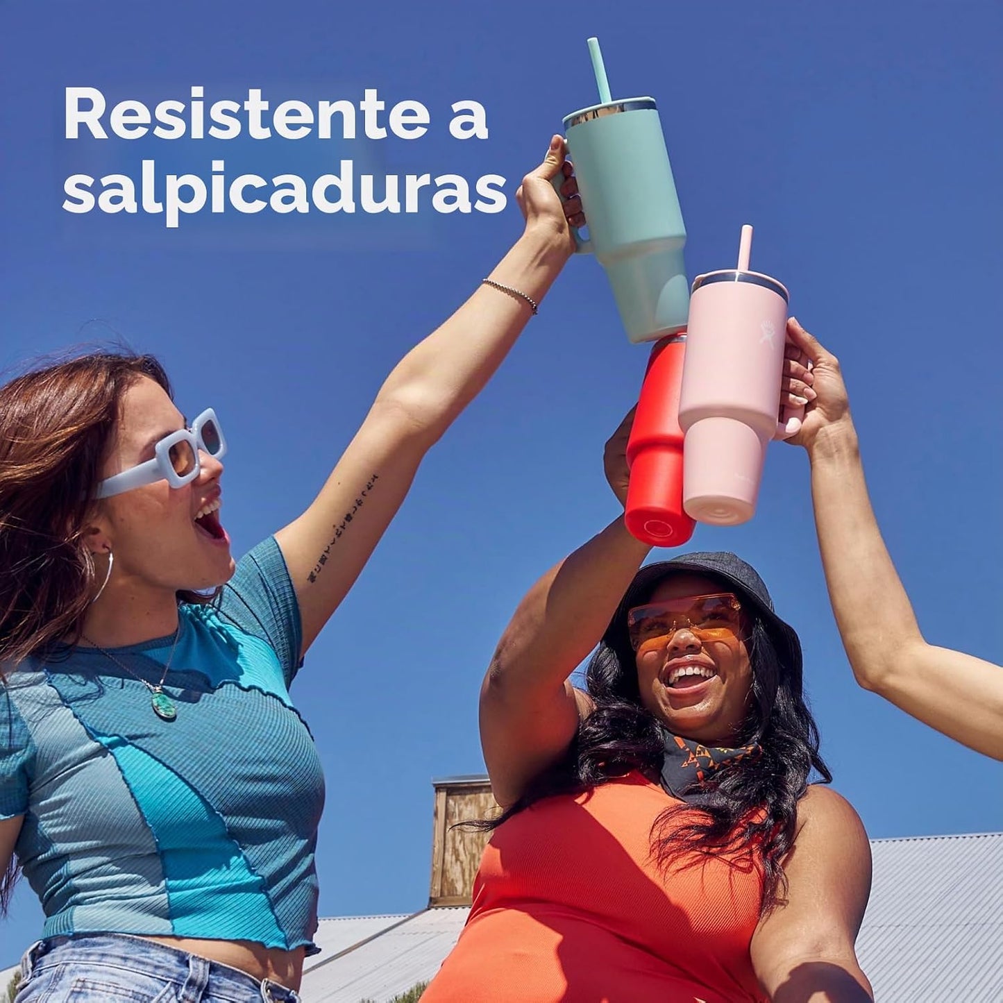 Hydro Flask Vaso de viaje con asa, tapa y pajita, acero inoxidable...