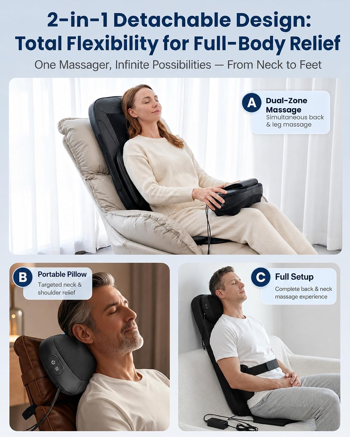 COMFIER Shiatsu Masajeador de cuello y espalda con calor de grafeno...
