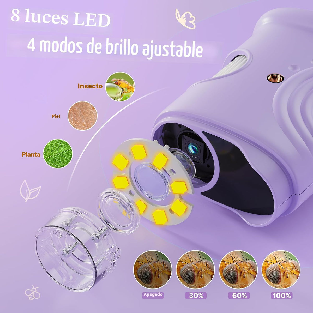 Microscopio digital de mano 1000X para niños: microscopio de bolsil...