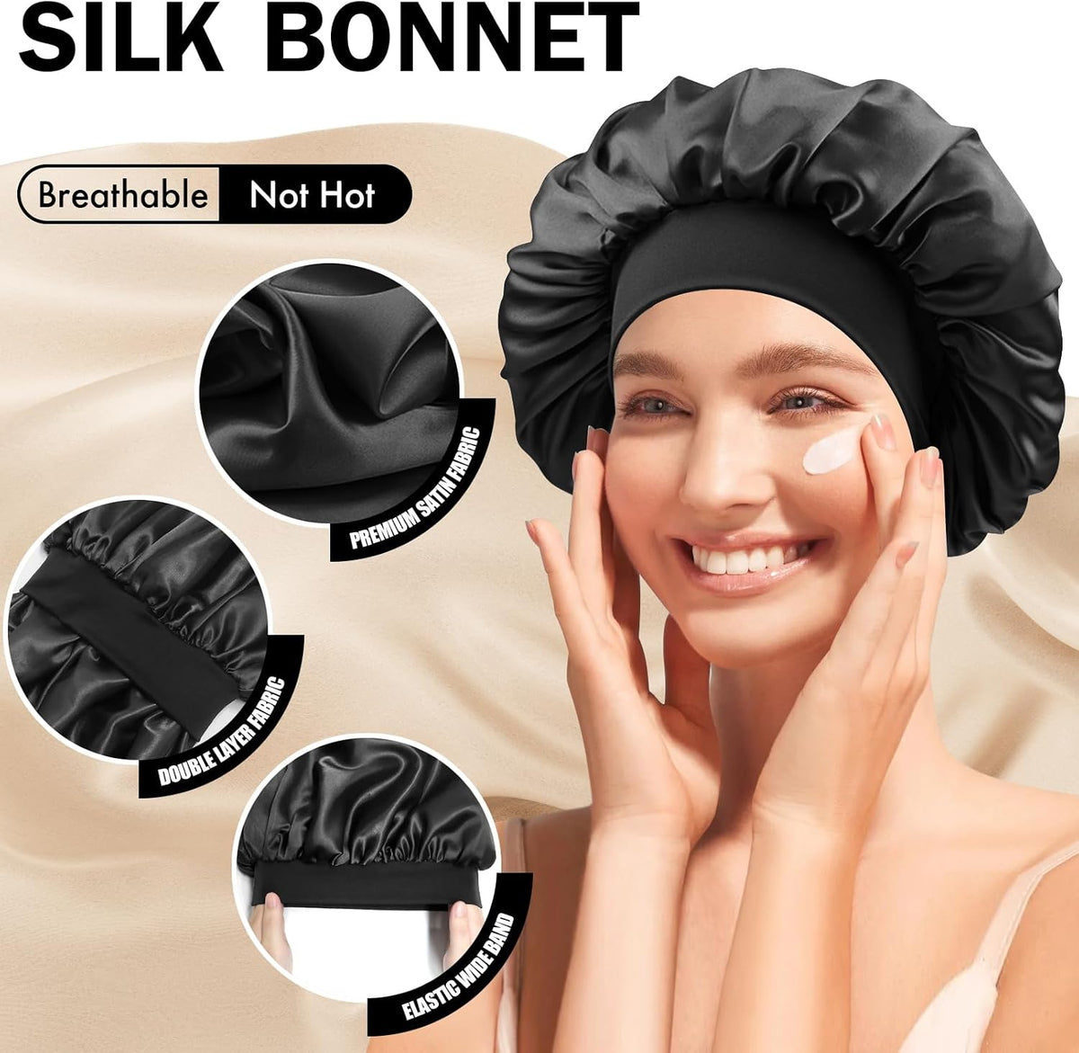 Doitory Gorro de Satén de Seda para Dormir, Gorra de Seda de Doble...