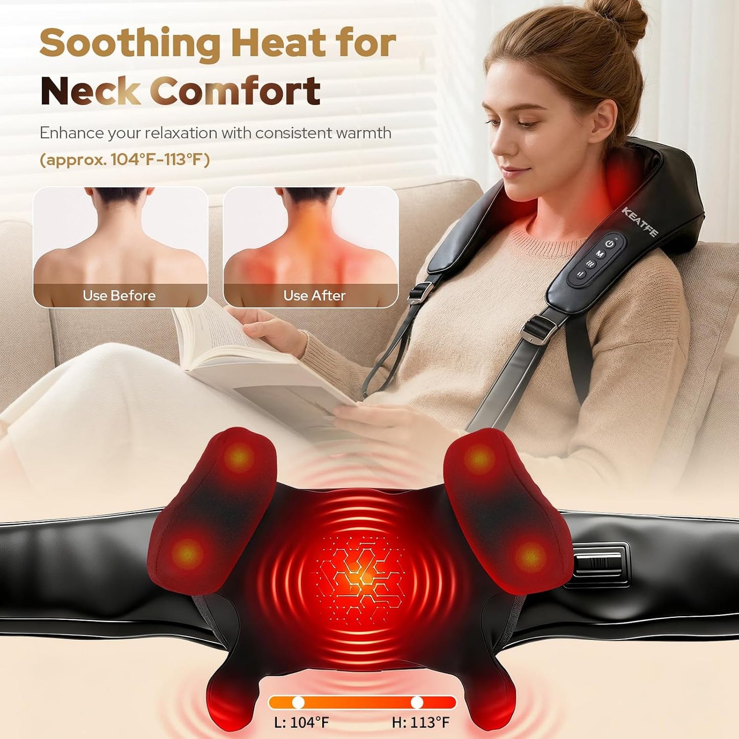 Masajeador de cuello Shiatsu con calor, máquina de masaje para rela...