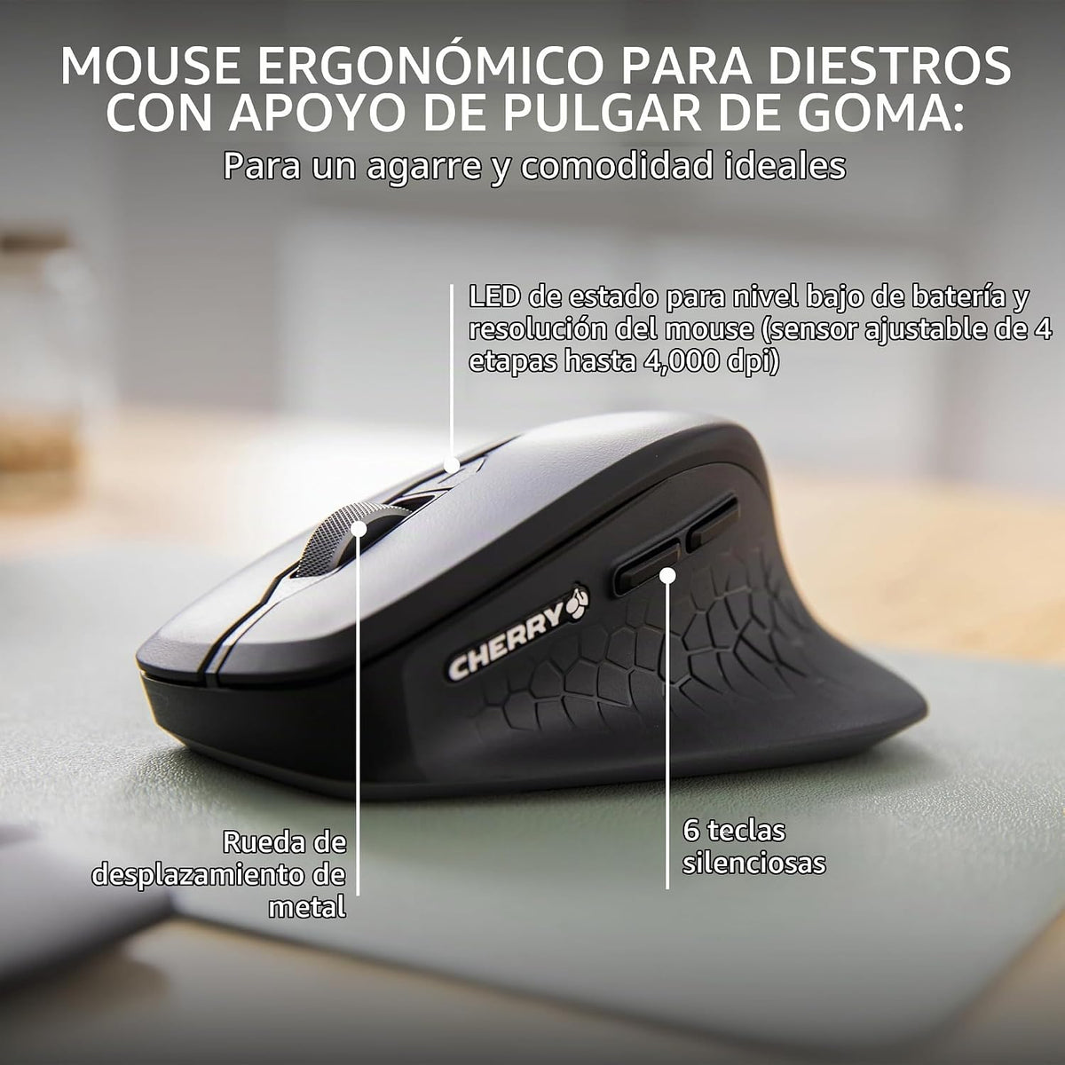 Cherry Stream Comfort Teclado y Ratón Inalámbricos de Escritorio |...