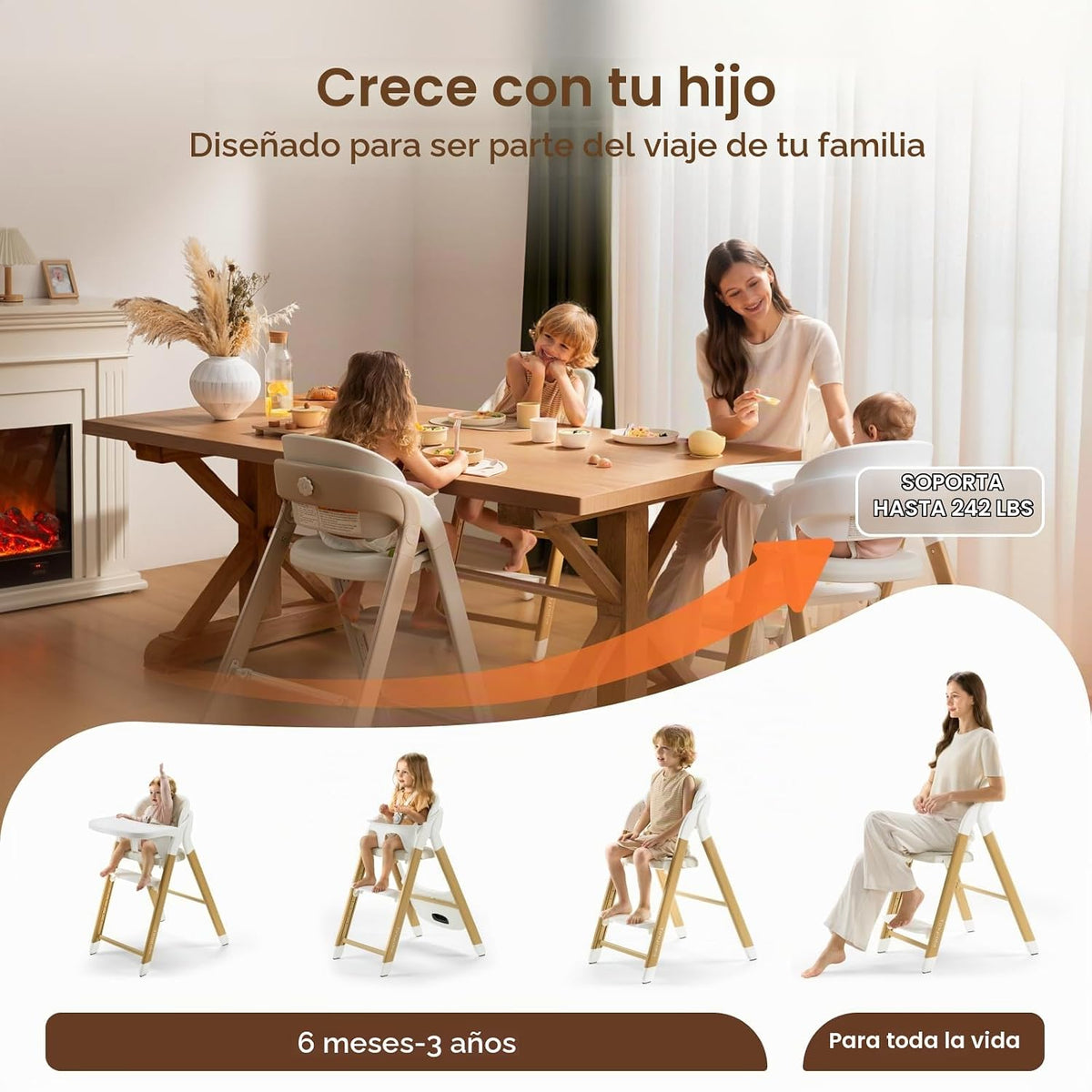Tinyiota Silla alta para bebés y niños pequeños, silla alta convert...