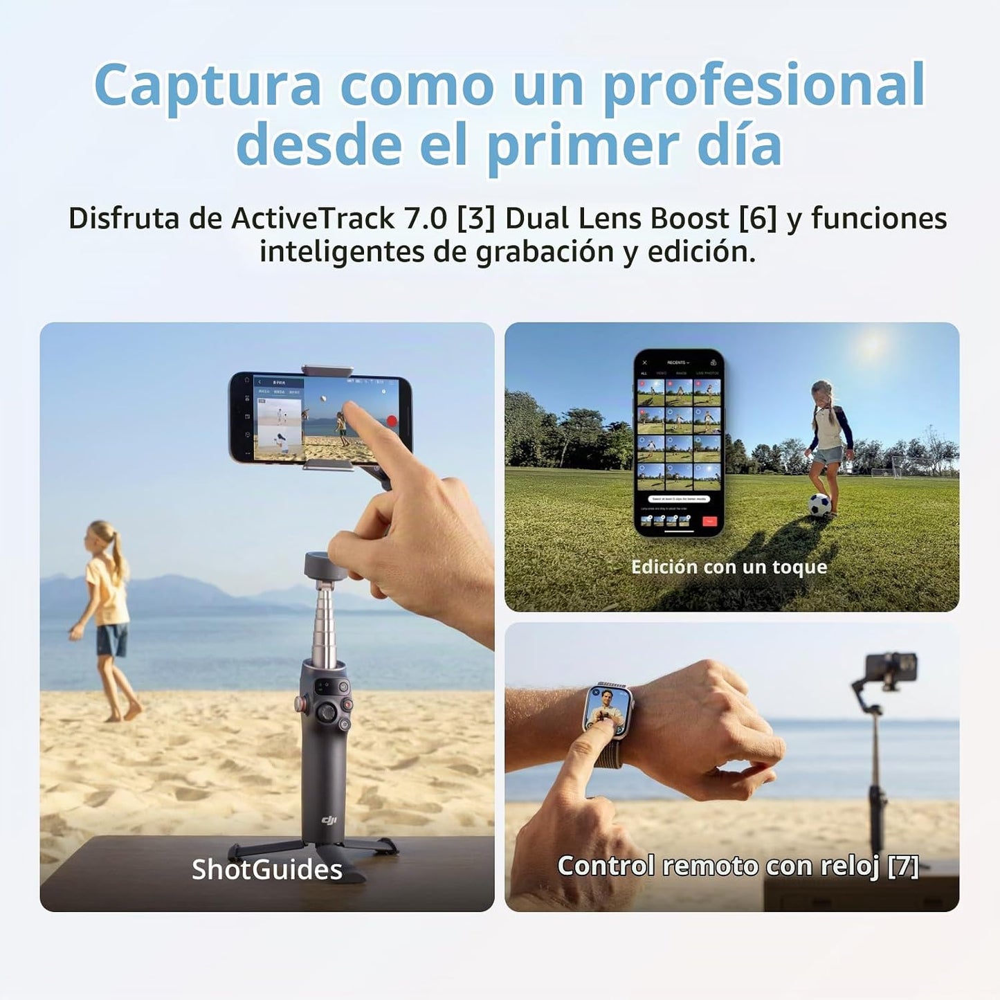 DJI Osmo Mobile 8 Standard Combo, estabilizador cardán para teléfon...
