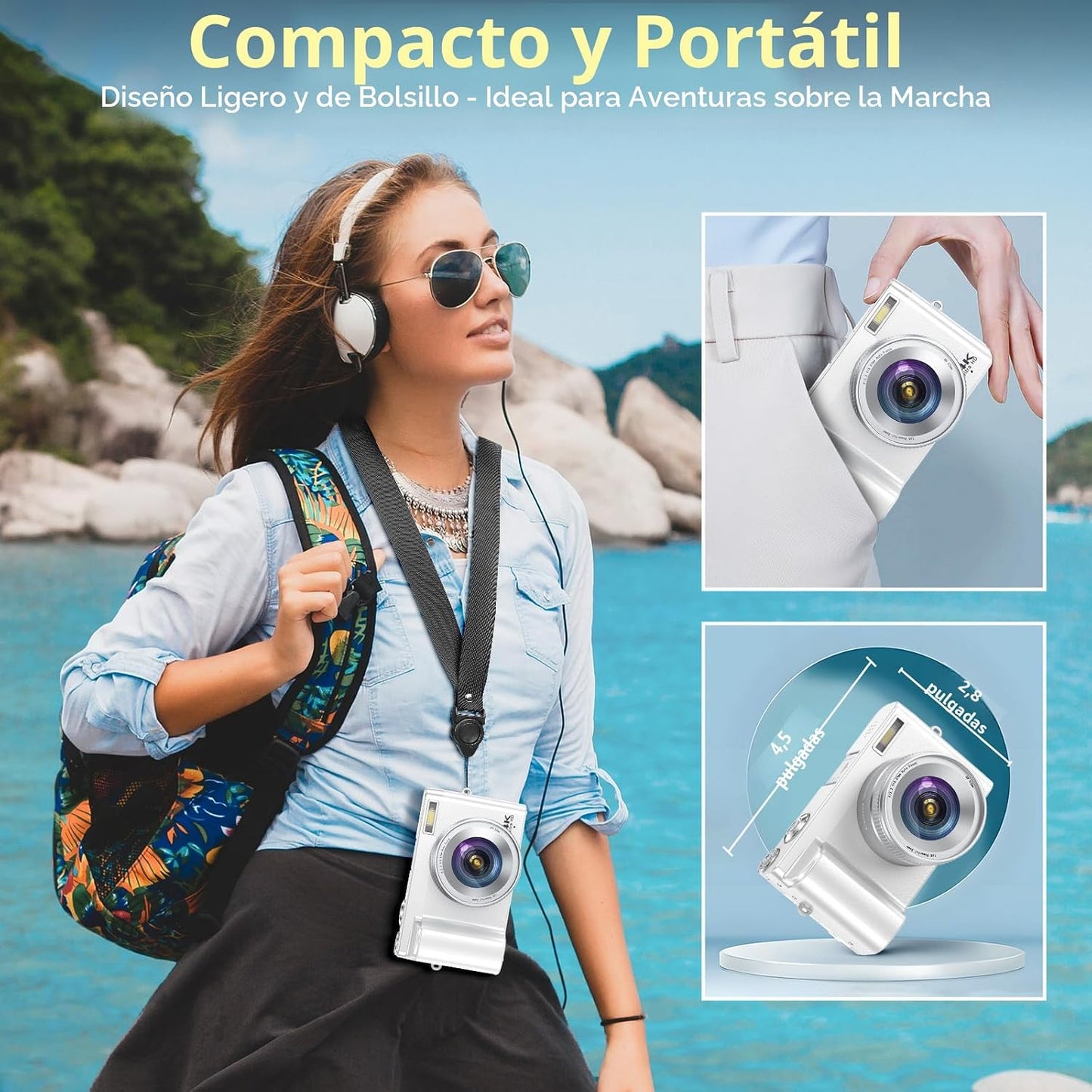 Cámara digital 4K para enfoque automático de fotografía, cámara de...