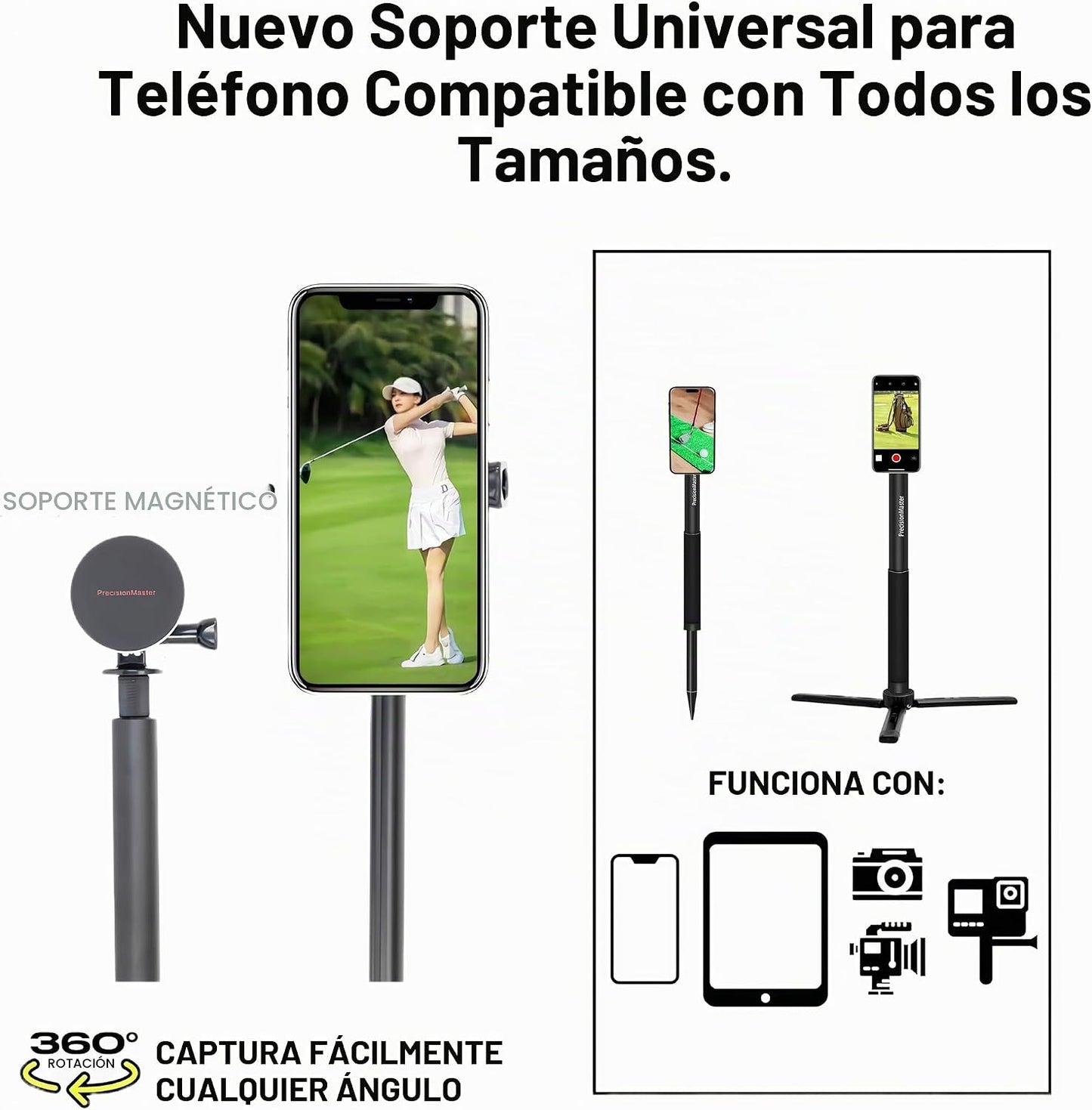 PrecisionMaster Trípode de golf y monopie, palo magnético de pelícu...