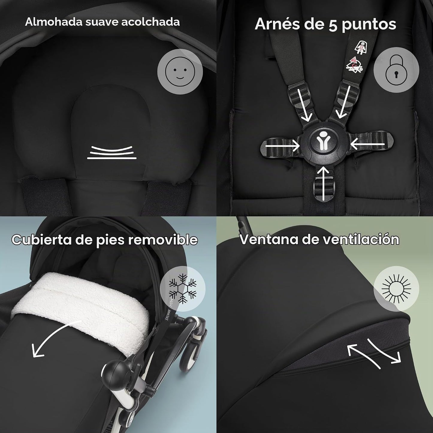 YOYO3 Cochecito de recién nacido a niño pequeño: incluye marco negr...