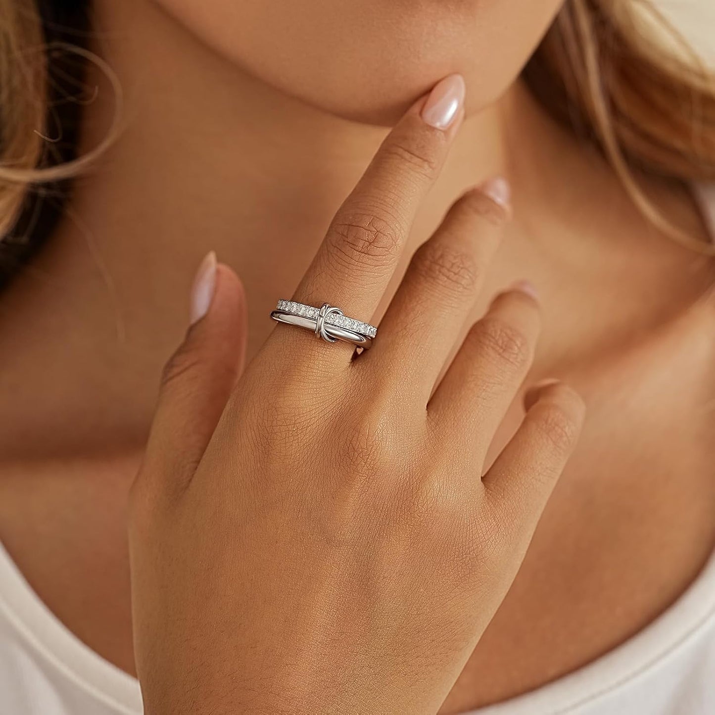 PDWZNBA Anillos apilables chapados en oro de 18 quilates para mujer...