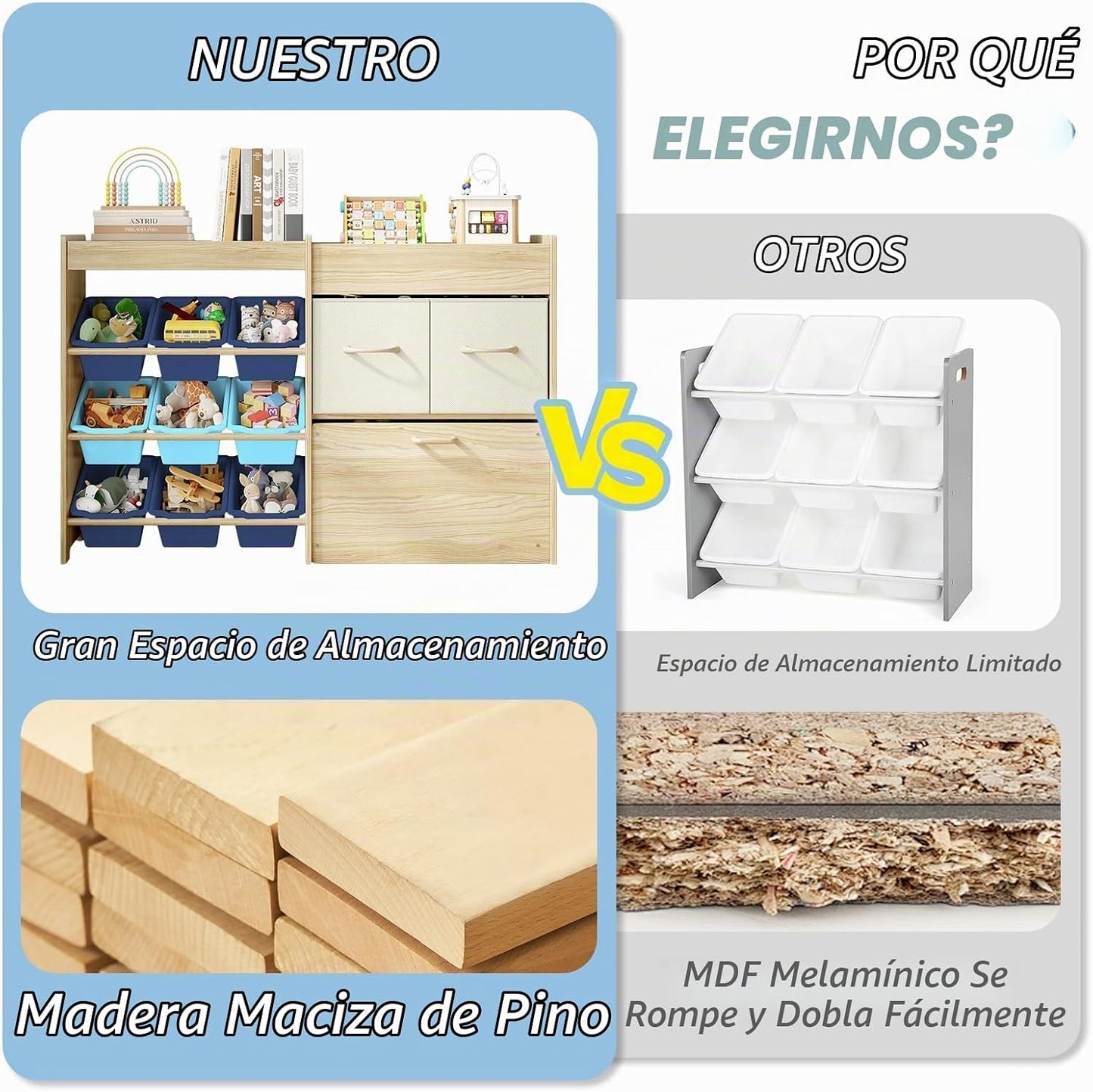 EXPERLAM Organizador de almacenamiento de juguetes para niños, orga...