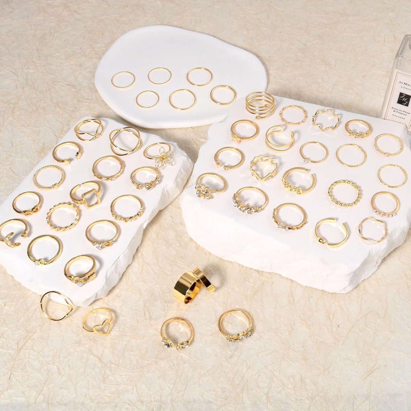 CHICUTIE Juego de anillos dorados para nudillos para mujeres, apila...