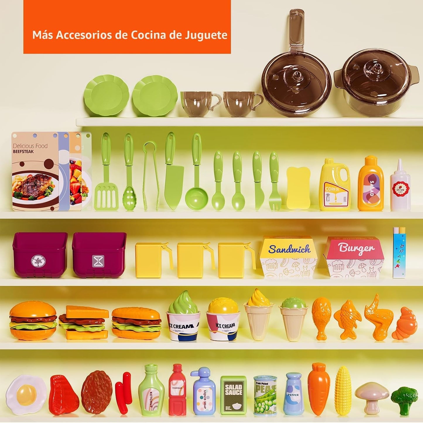 Pupu Pig - Juego de cocina para niños, juguete de cocina para niños...