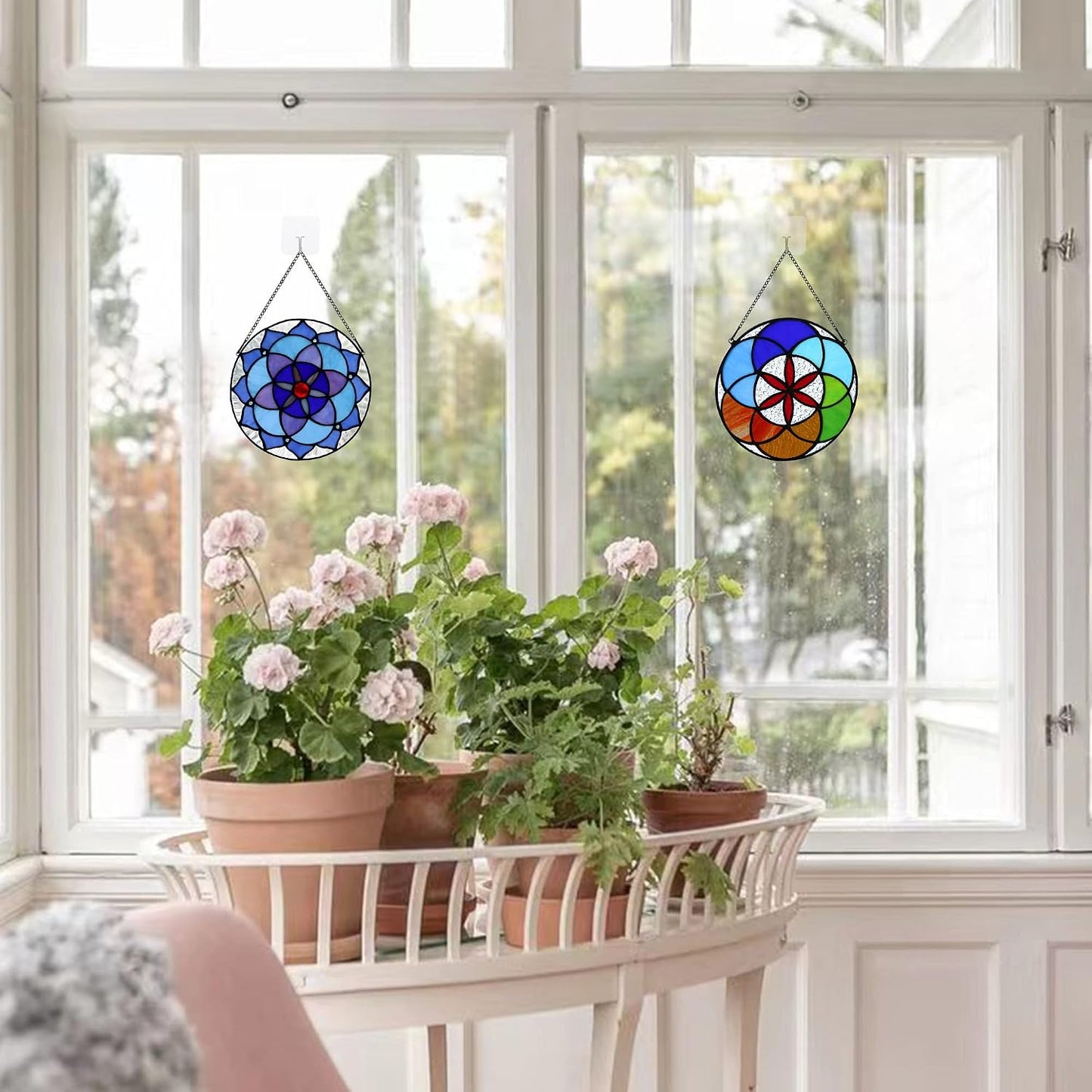 HAOSUM Decoración de flores de la vida, vitrales colgantes, regalo...