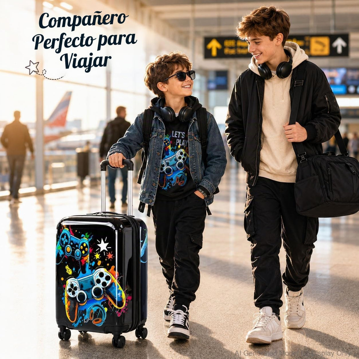 Juego de 5 maletas para niños, aprobado por aerolíneas con ruedas g...