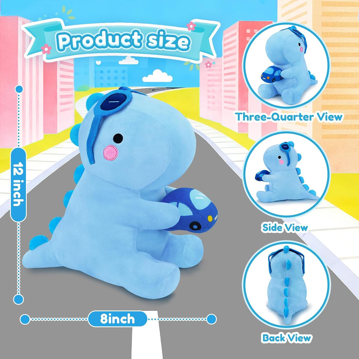SQEQE Animal de peluche de dinosaurio, lindos juguetes de peluche d...