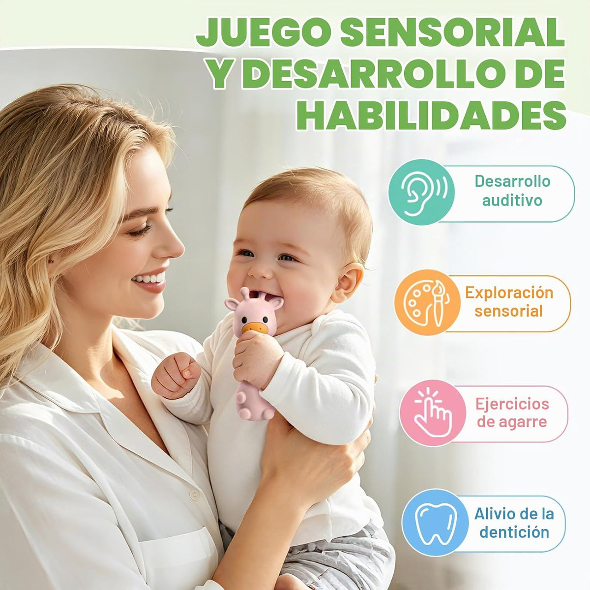 Juguetes para la dentición del bebé 3-6 6-12 meses, juguetes sonaje...