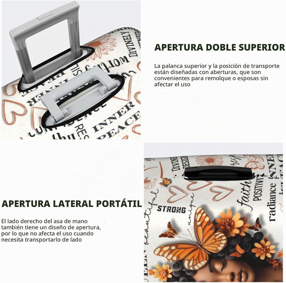 Hepmant Protector de maleta de viaje para mujer afroamericana, elás...