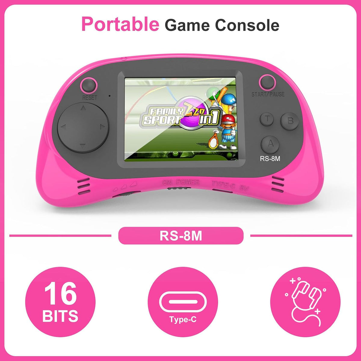 Juegos de mano para niños, videojuego retro de 16 bits con 220 jueg...