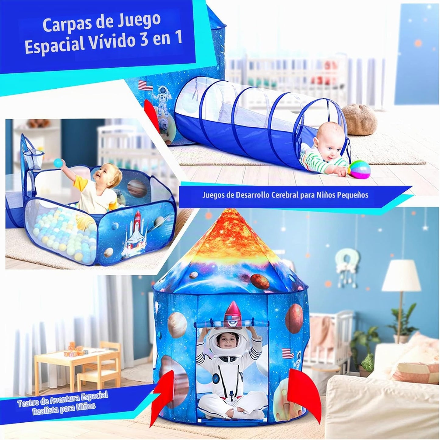 PigPigPen Tienda de campaña de 3 piezas para niños con hoyo de bola...