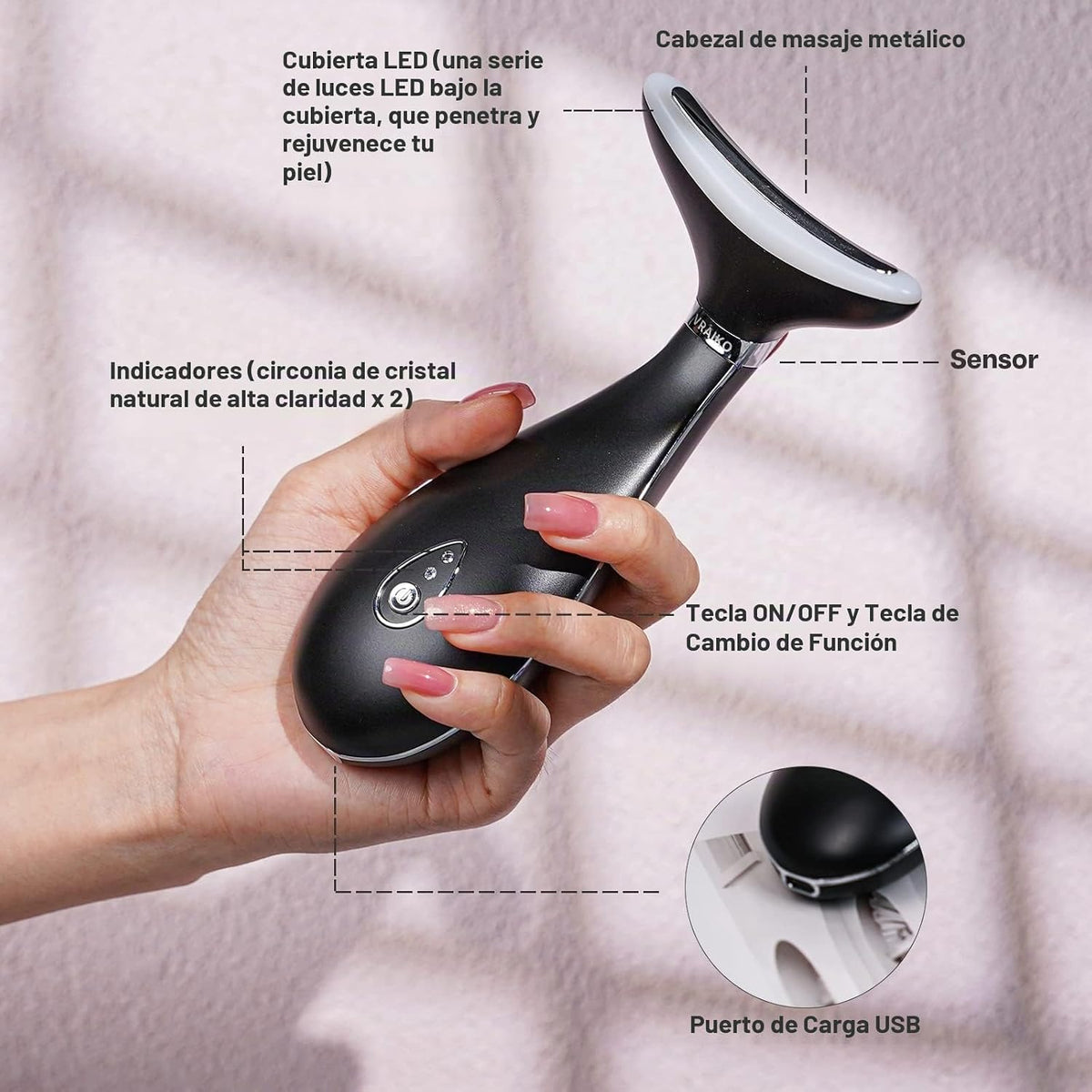 VRAIKO Lily Masajeador de Cuello y Rostro, Herramienta para Esculpi...