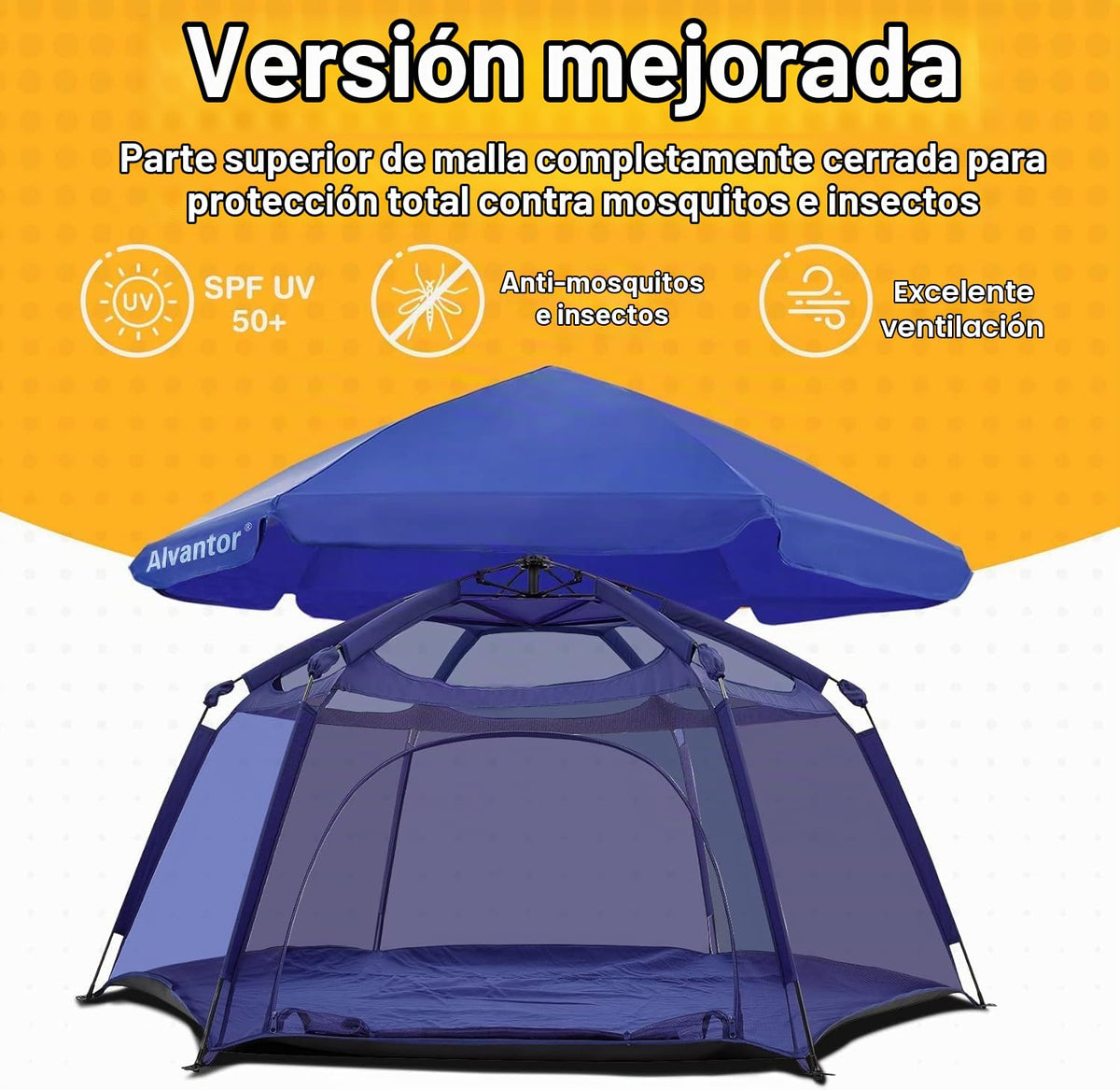 Alvantor® Corralito Pop Up de 84 x 84 x 44 pulgadas portátil para b...