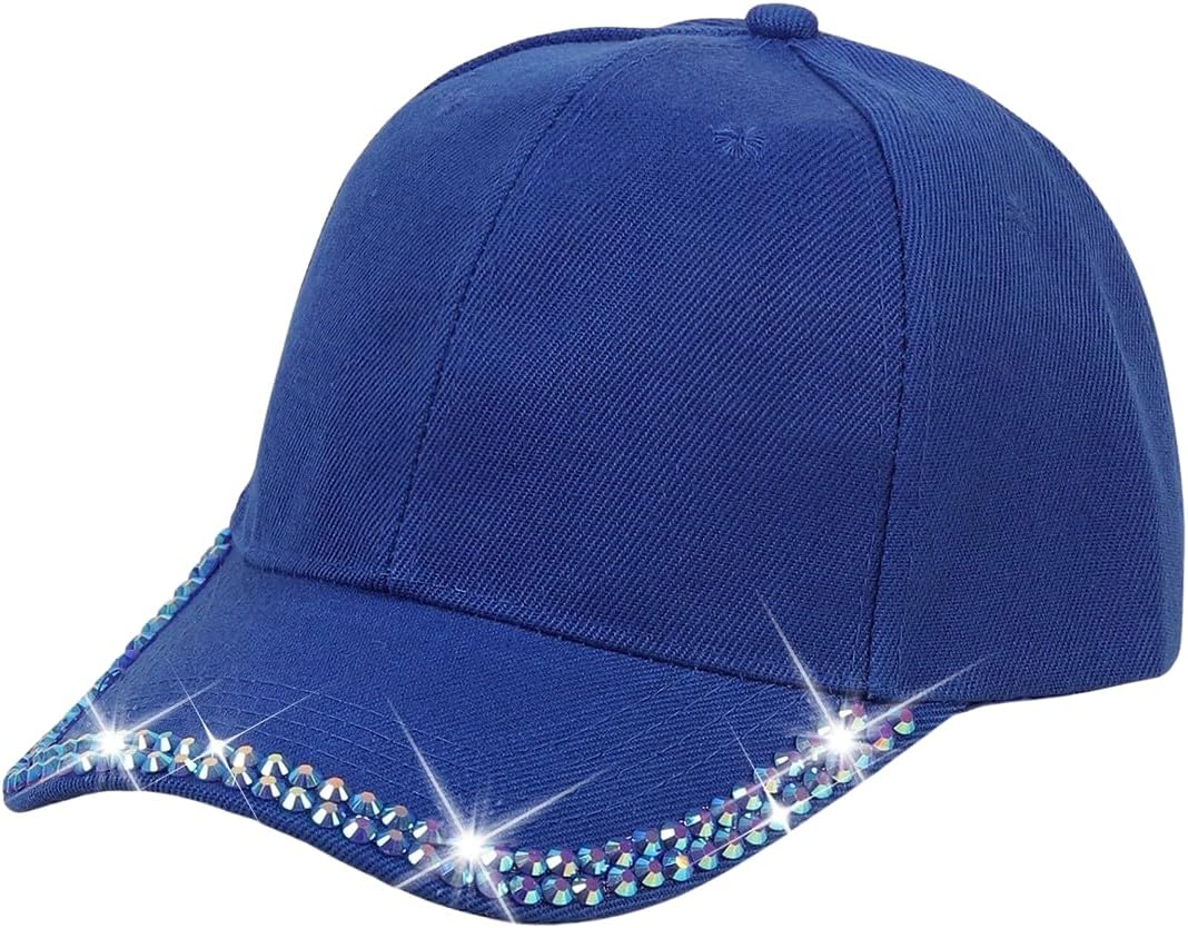 BUDUBIBI Gorra de béisbol con diamantes de imitación para mujer, go...