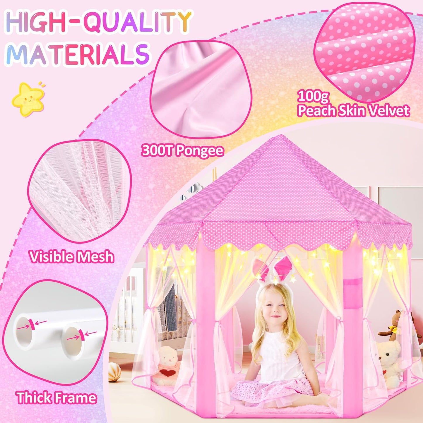 EVOIONOS Tienda de campaña de princesa para niñas, tienda de campañ...