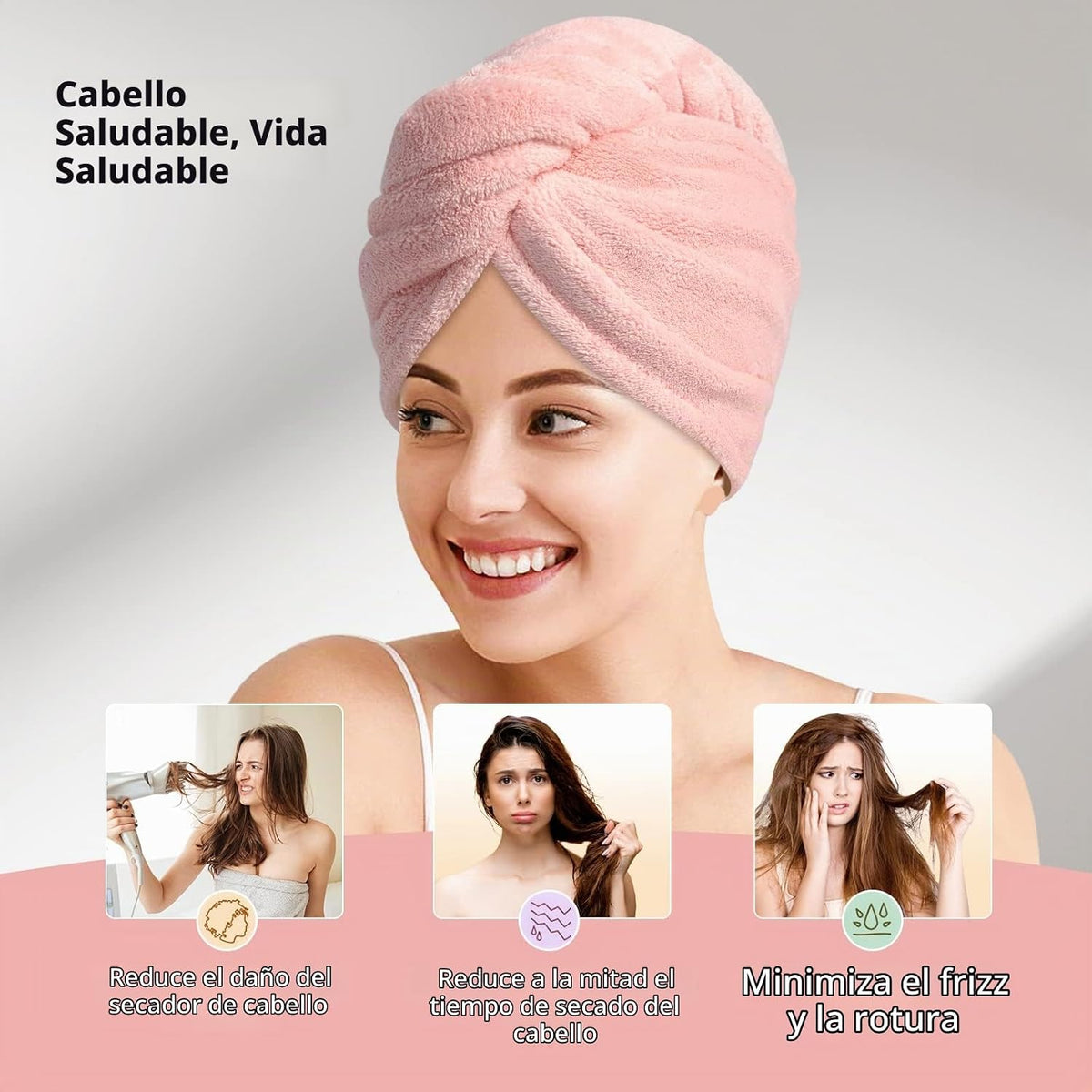 YFONG Paquete de 3 Toallas Envolventes de Microfibra para el Cabell...