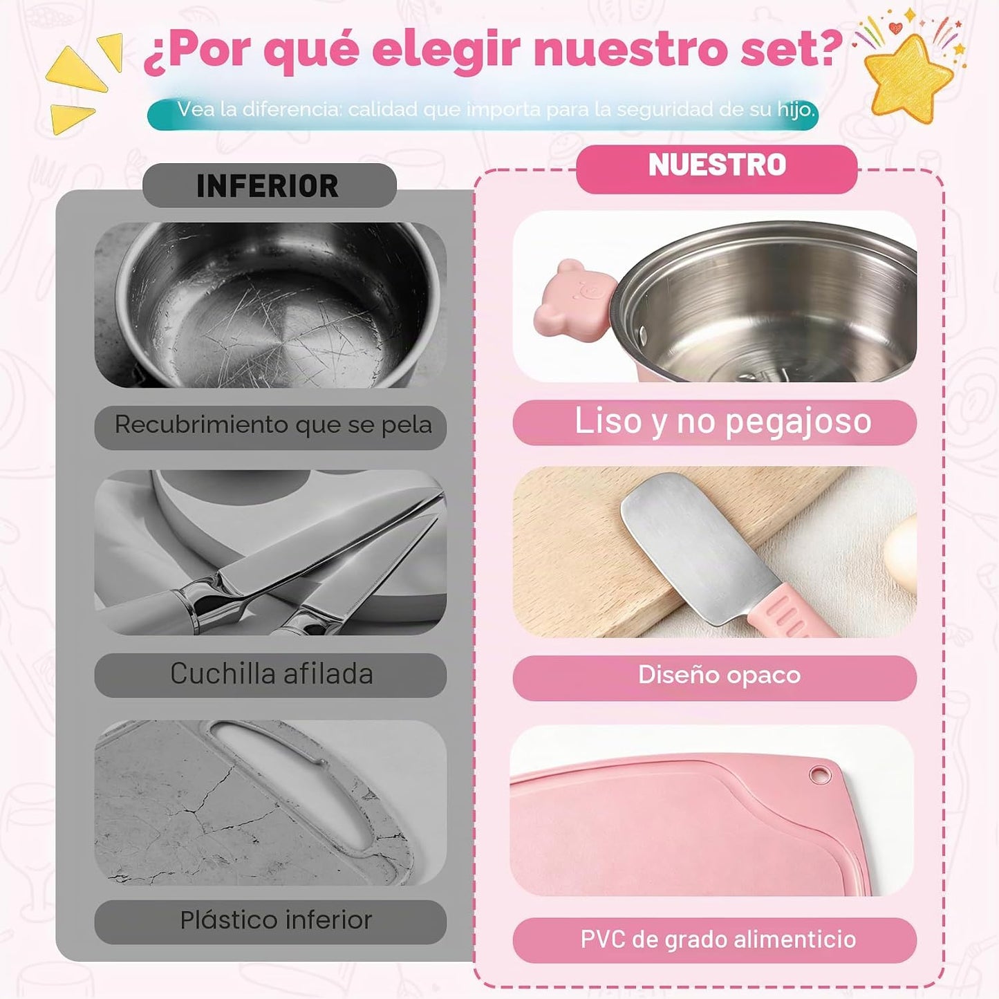 Juego completo de 22 piezas de cocina real para niños, estufa de ca...
