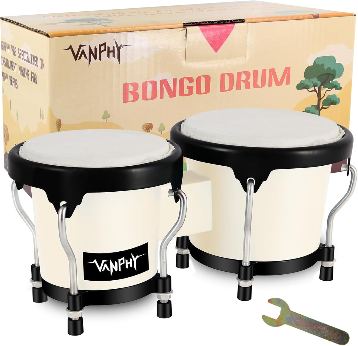 VANPHY Juego de Bongós de 4'' y 5'' para Adultos Pr...