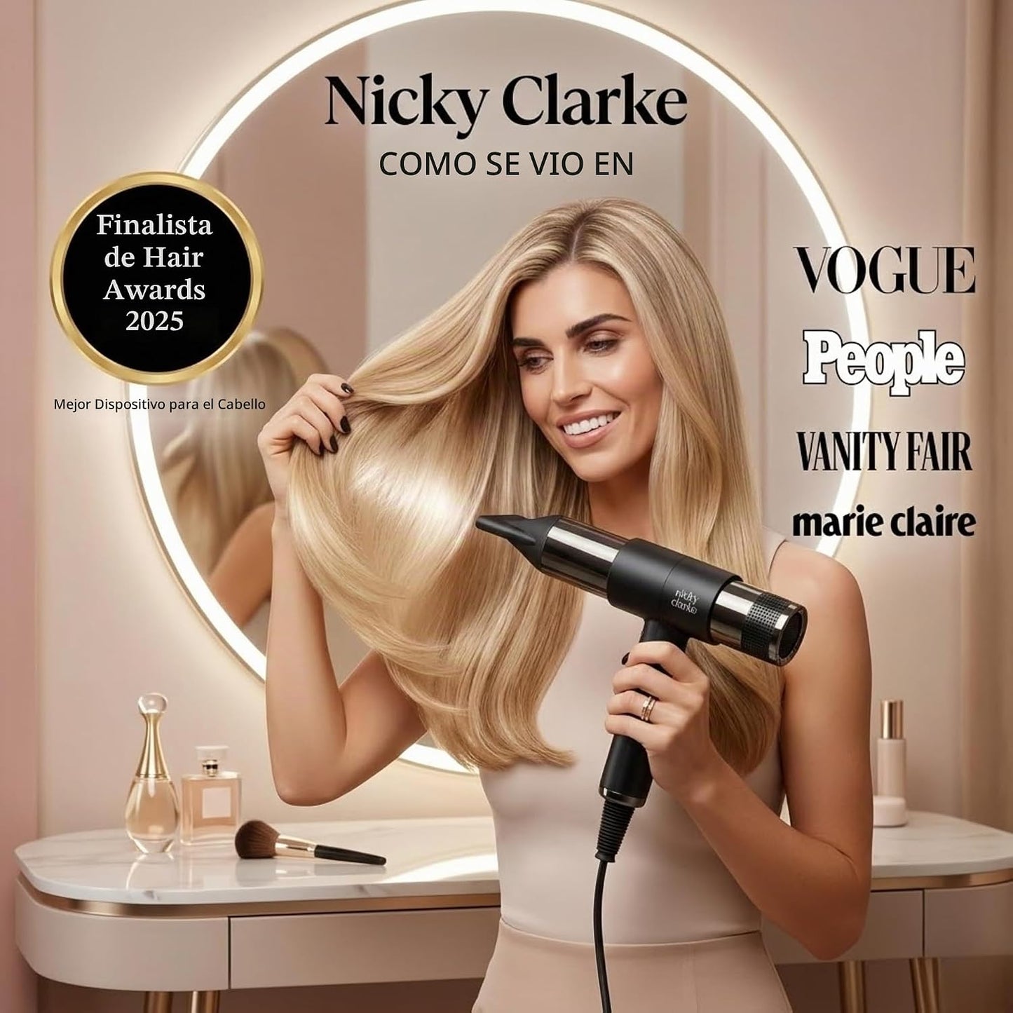 Nicky Clarke Secador de pelo difusor, secador infrarrojo iónico par...