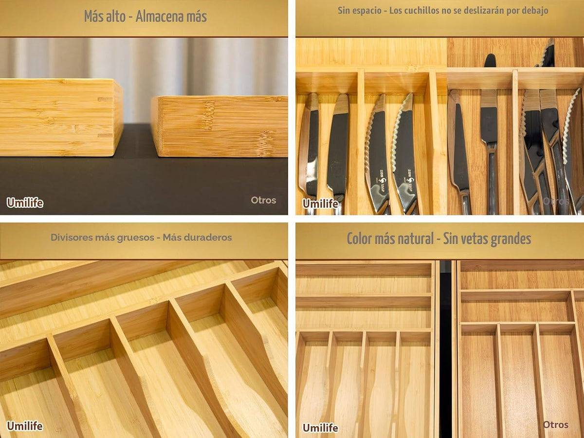 Umilife - Organizador de cajones de cocina grande y expandible para...