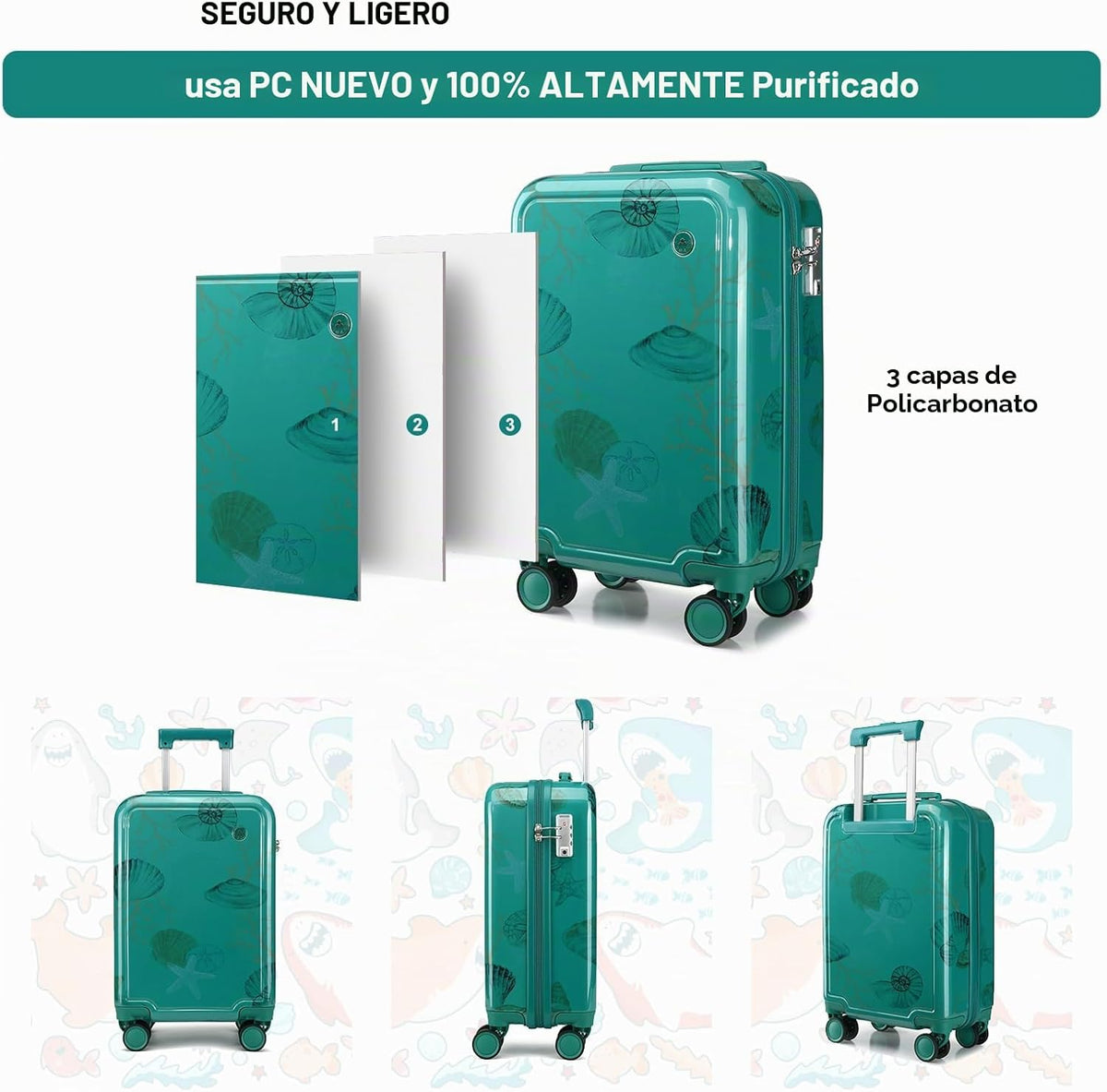 Somago Juego de equipaje para niños de 4 piezas con mochila para ni...
