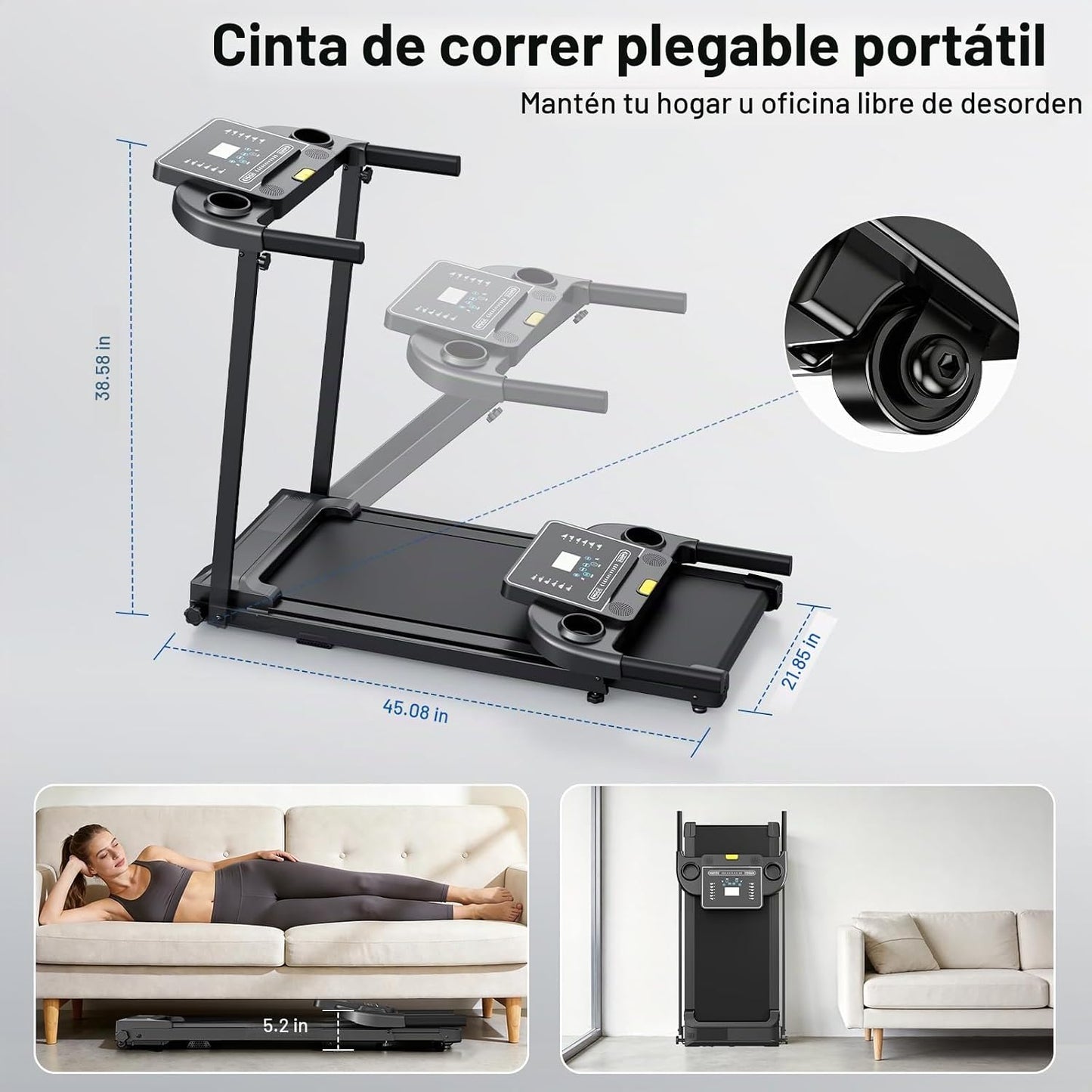 Pcrignbm Cintas de correr para el hogar caminadora plegable | Con b...
