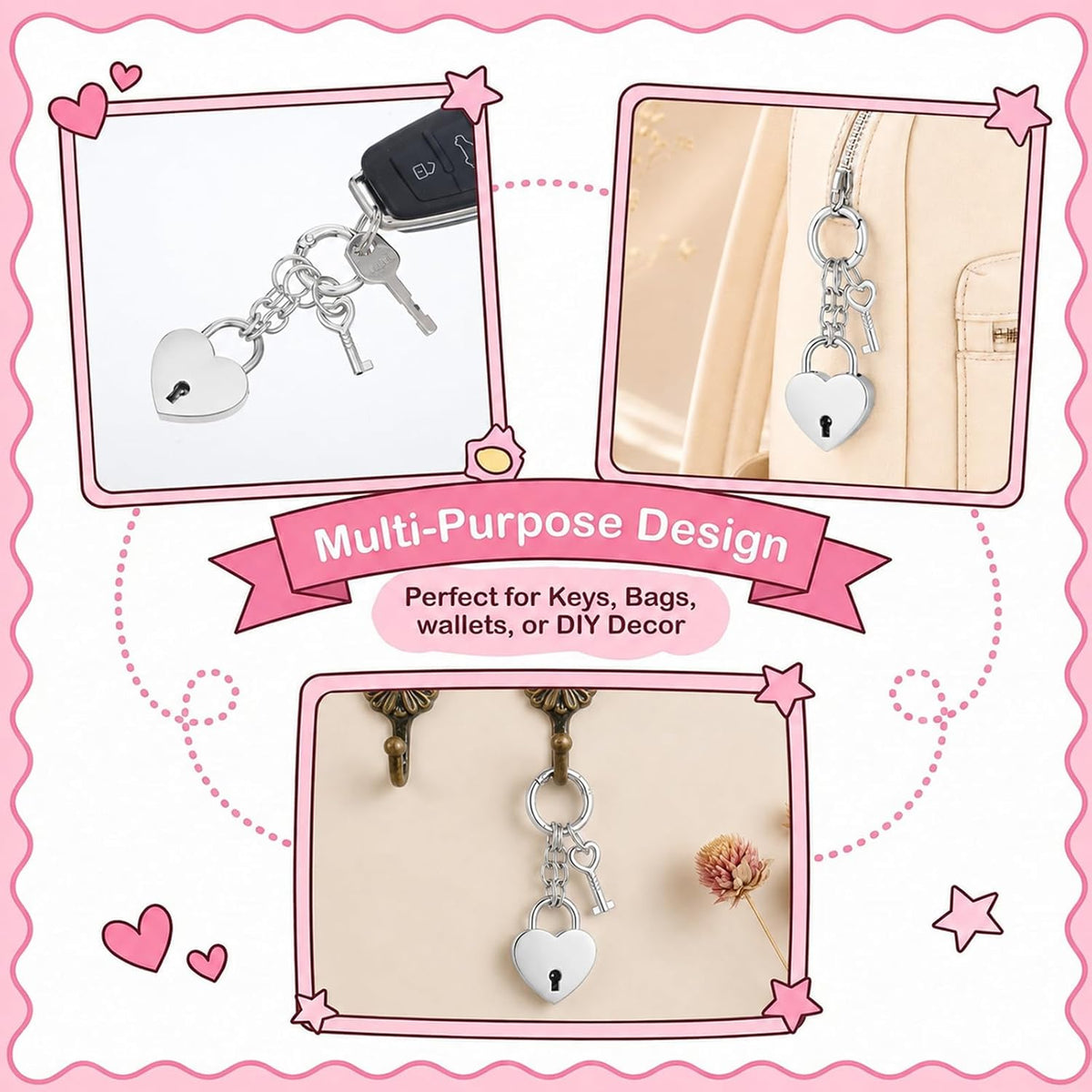 Tucnoeu Colgantes para bolso de candado de corazón - Accesorios de...
