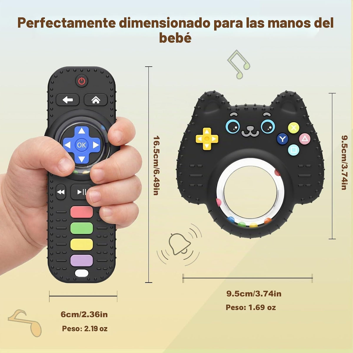 Paquete de 2 juguetes de dentición para bebés de 3 a 6 meses, morde...