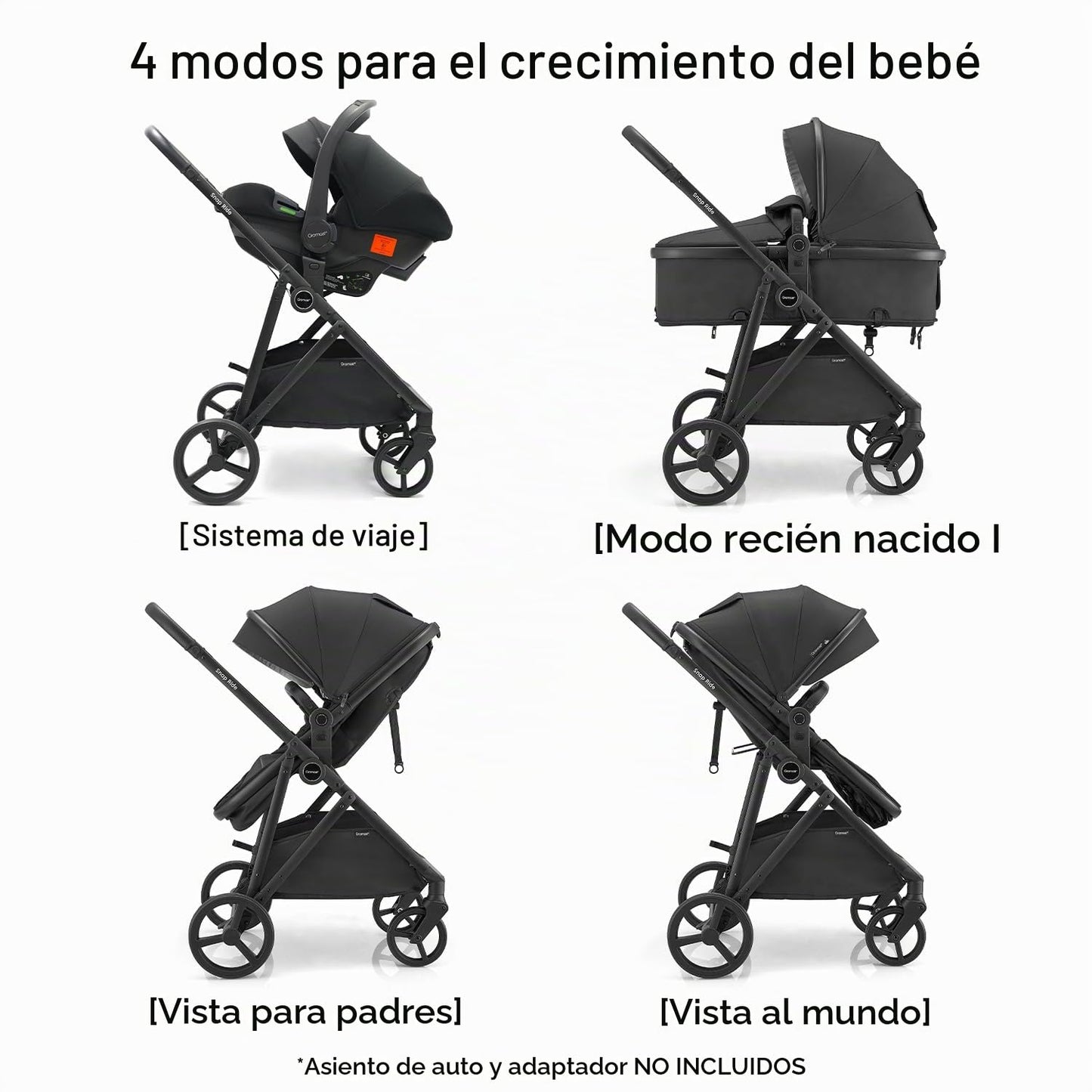 Gromast Cochecito de bebé 3 en 1, cochecito convertible para recién...