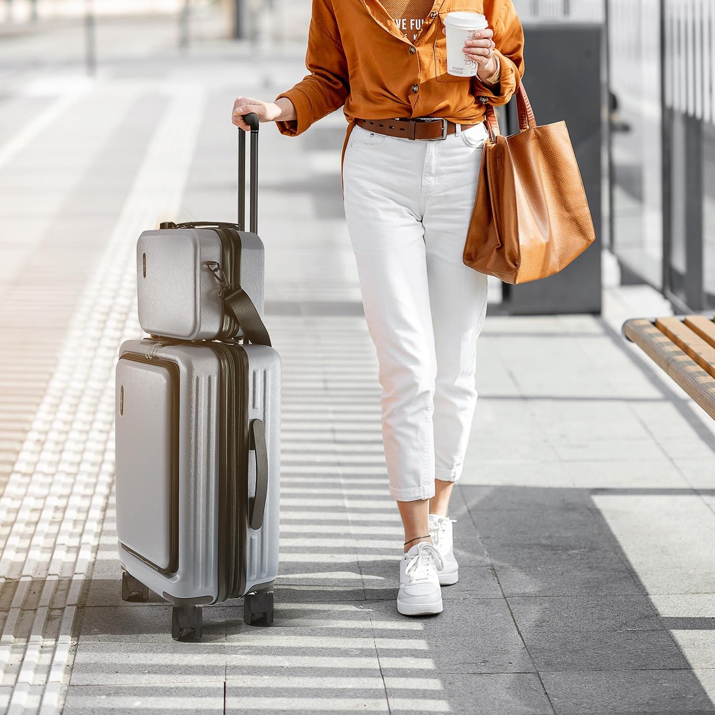 TRAVELARIM No se puede expandir, Gris, Maleta de mano de 20 pulg. |...