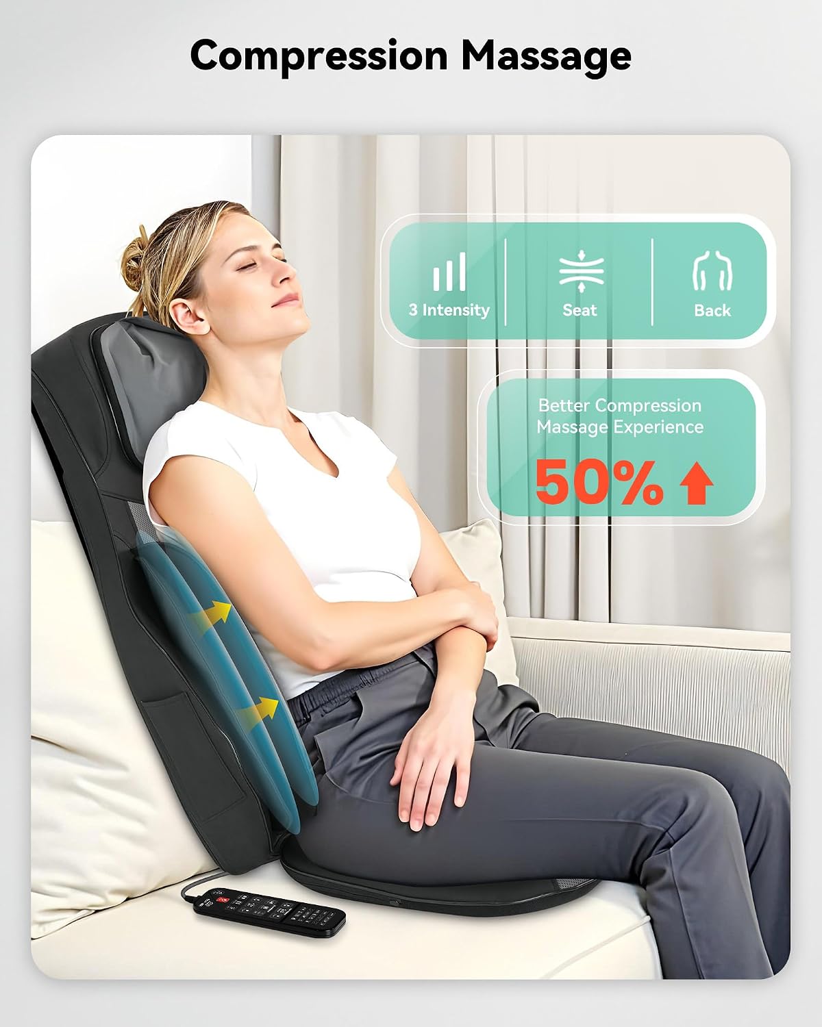 Shiatsu Masajeador de cuello y espalda con calor, almohadilla de ma...