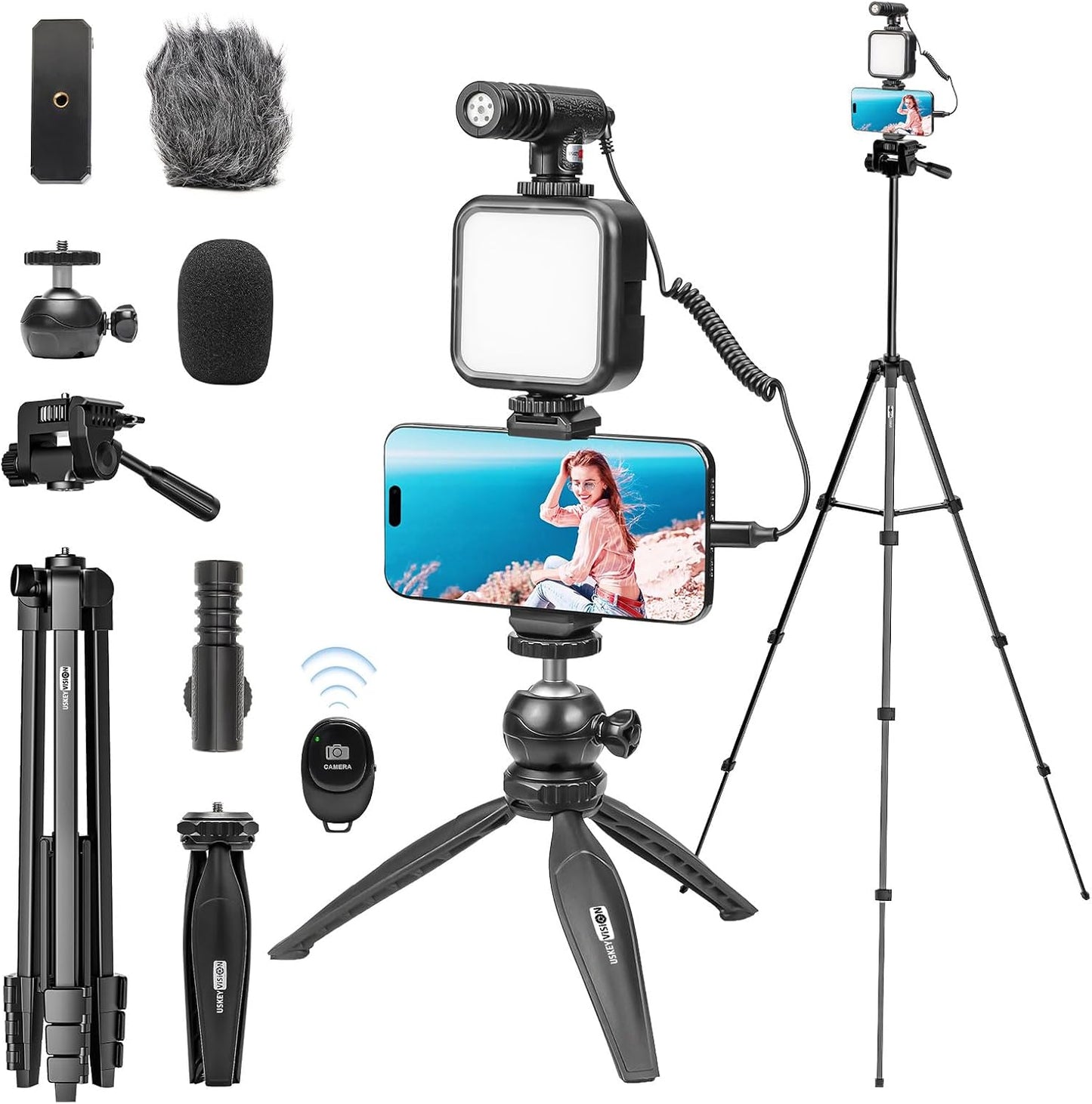 USKEYVISION Kit de inicio de vlogging para iPhone y Youtuber, equip...