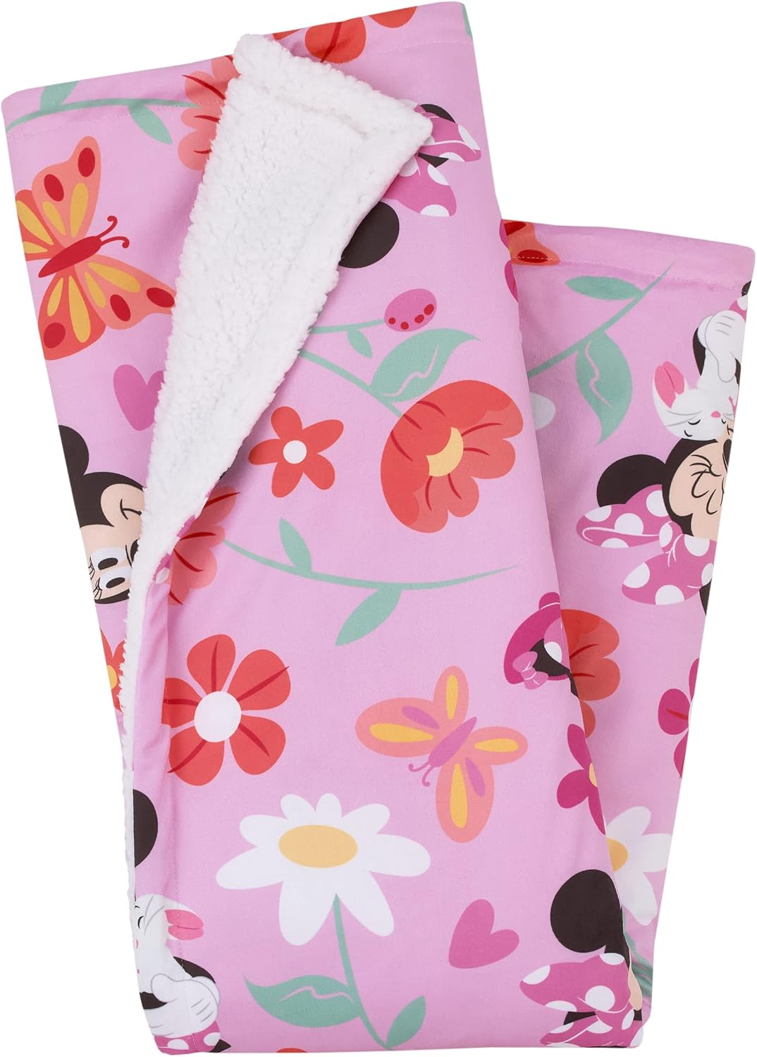NoJo Disney Minnie Mouse Springtime Flowers - Manta de bebé sherpa...