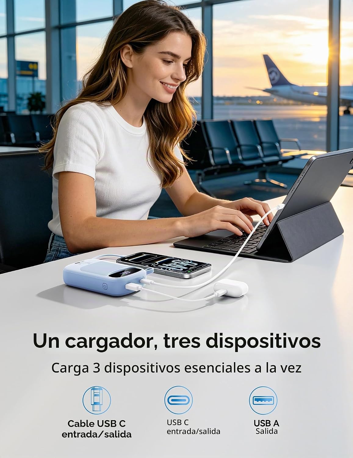 RETMSR Cargador Portátil 20000mAh 45W USB C Carga Rápida, Cable Inc...