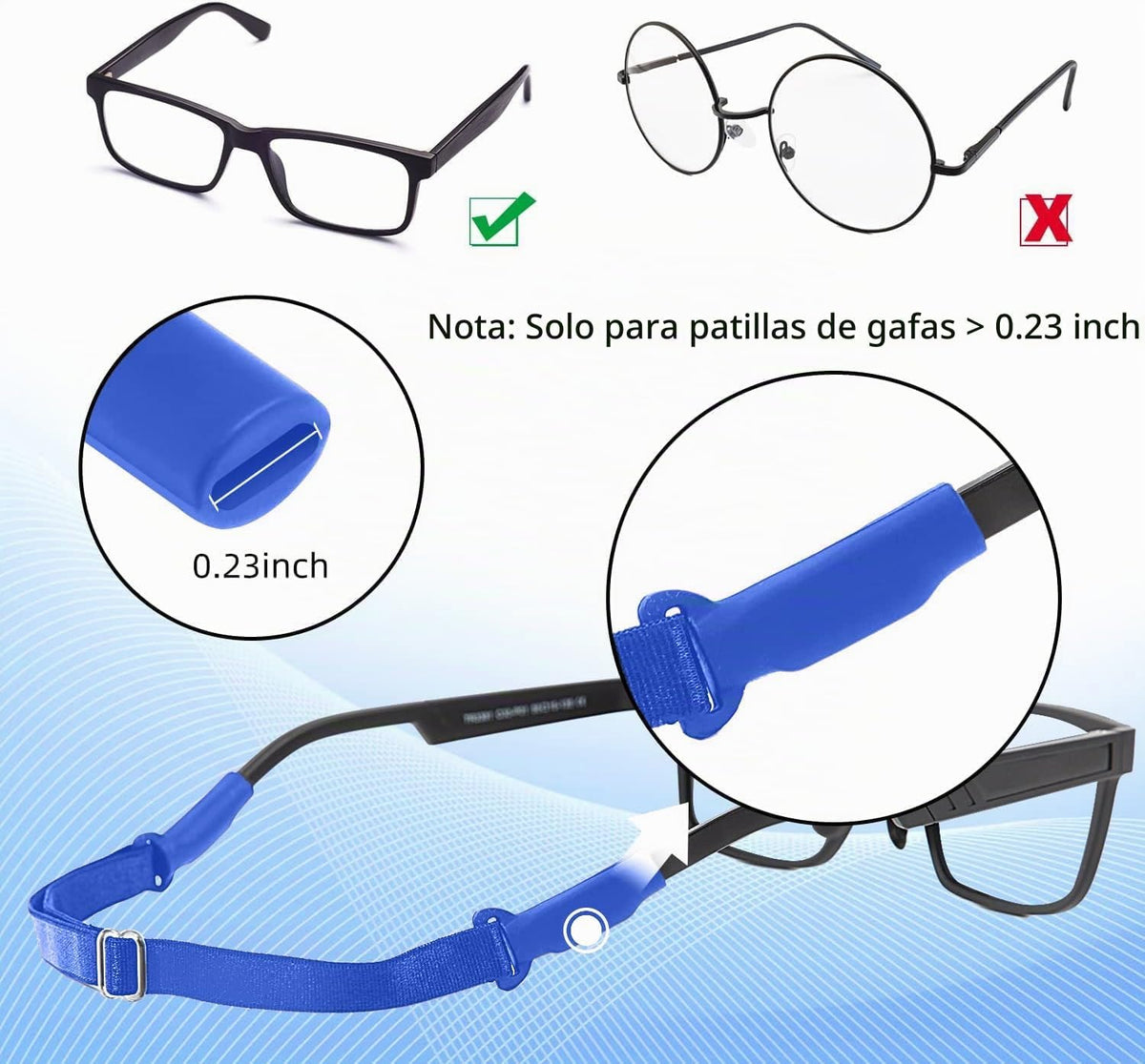 Enenfly Correas ajustables para gafas, paquete de 3 retenedores de...