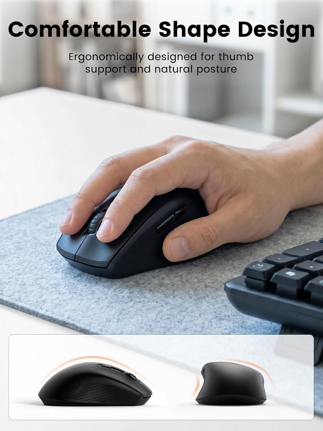 SABLUTE MA61 Teclado inalámbrico y mouse ergonómico, teclas de onda...