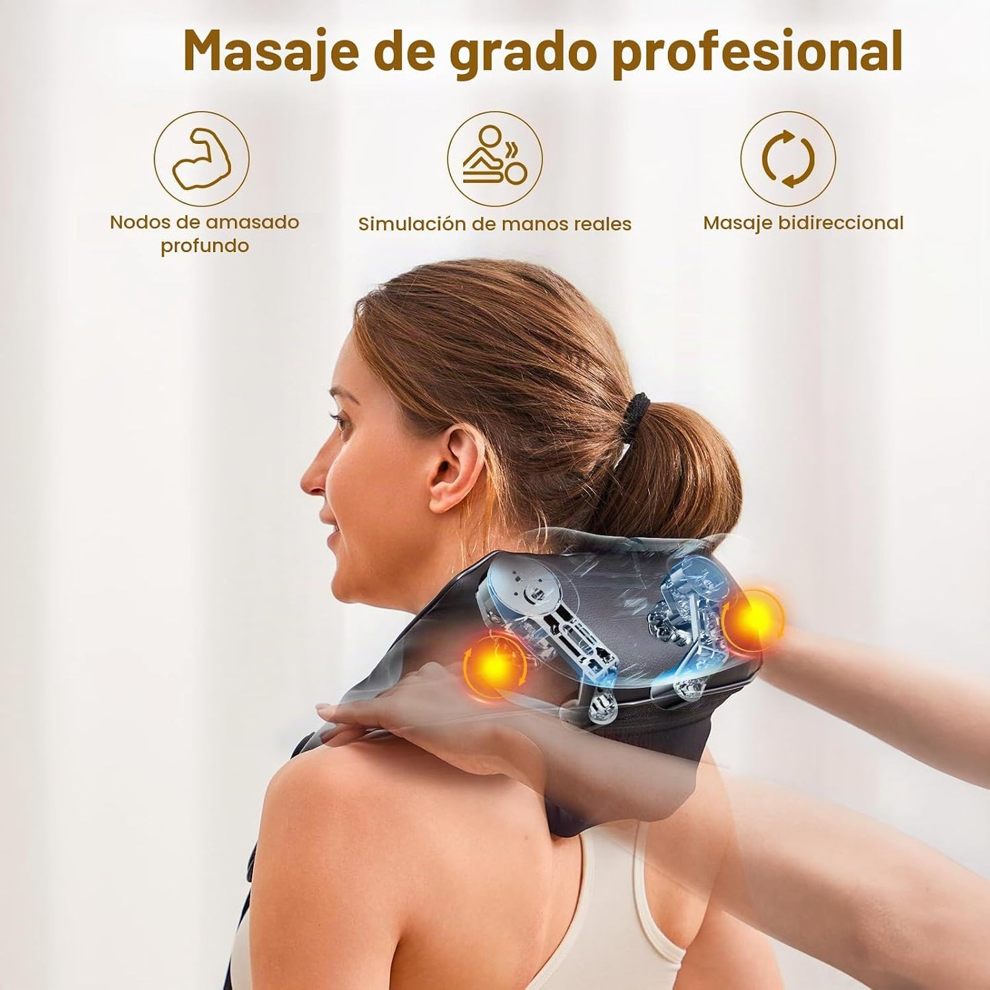 ETBOBDE Masajeador de cuello con calor inalámbrico para aliviar el...